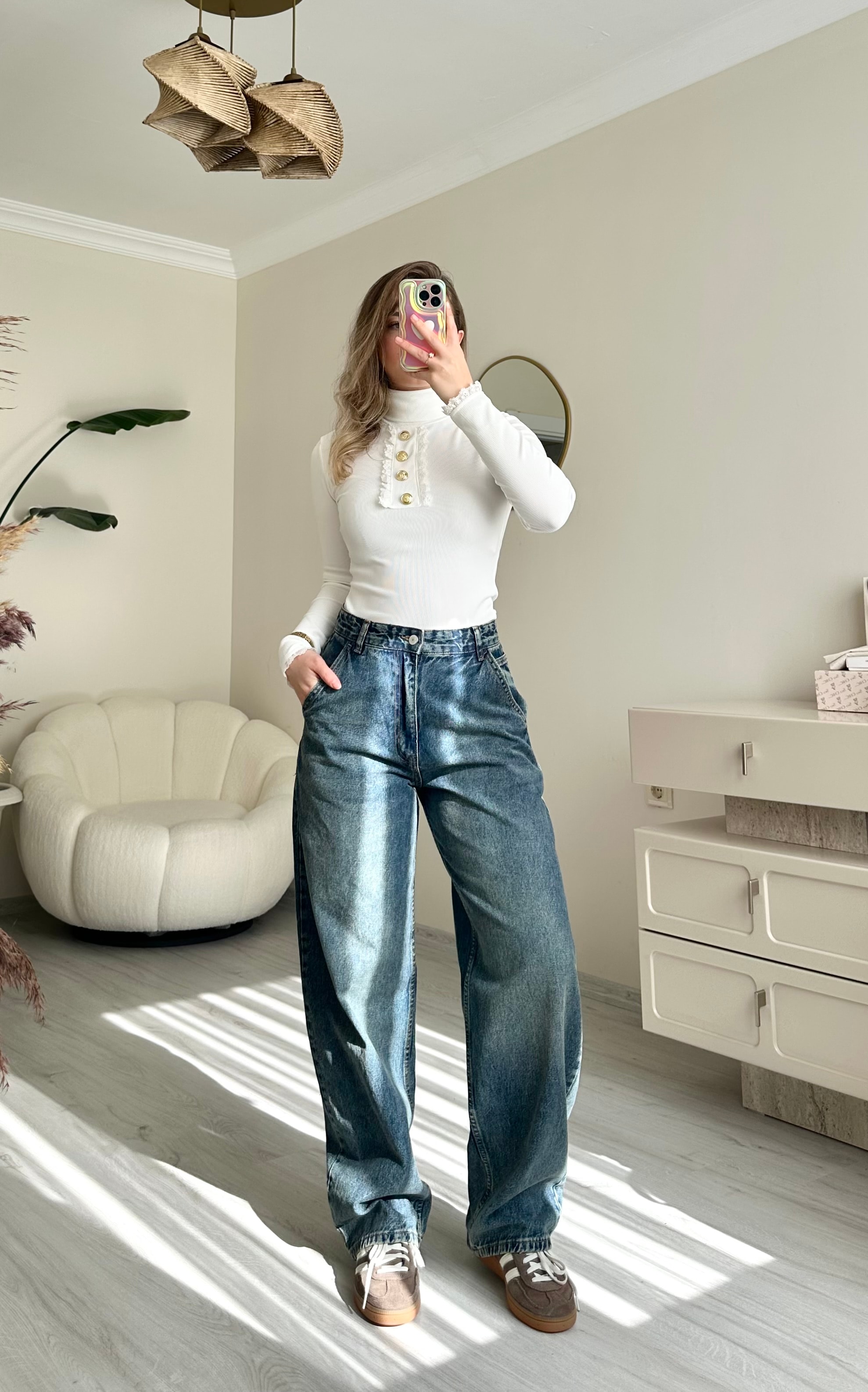Boyfriend Tint Yıkamalı Jean - Yeşil
