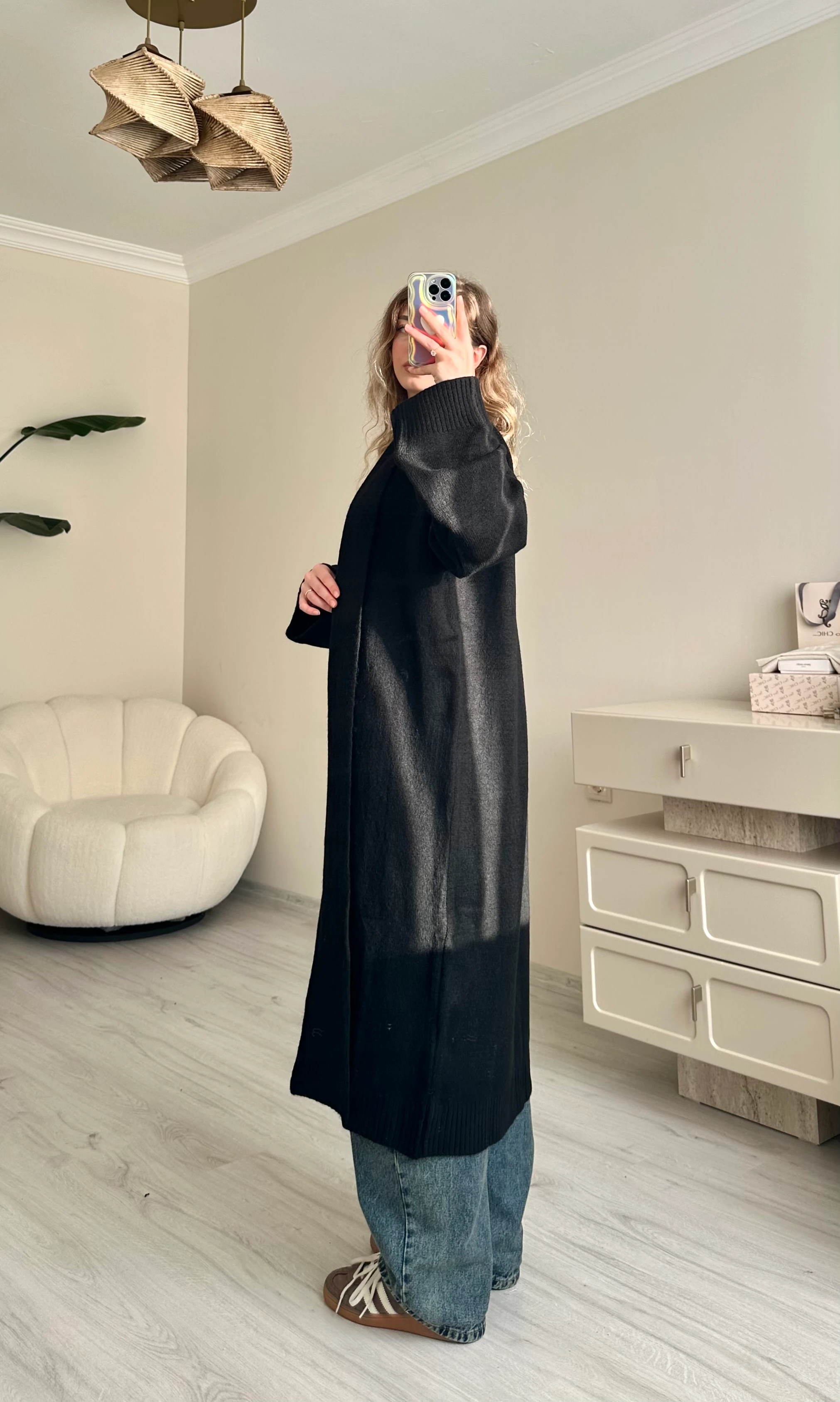 Premium Şal Yaka Oversize Maxi Boy Hırka