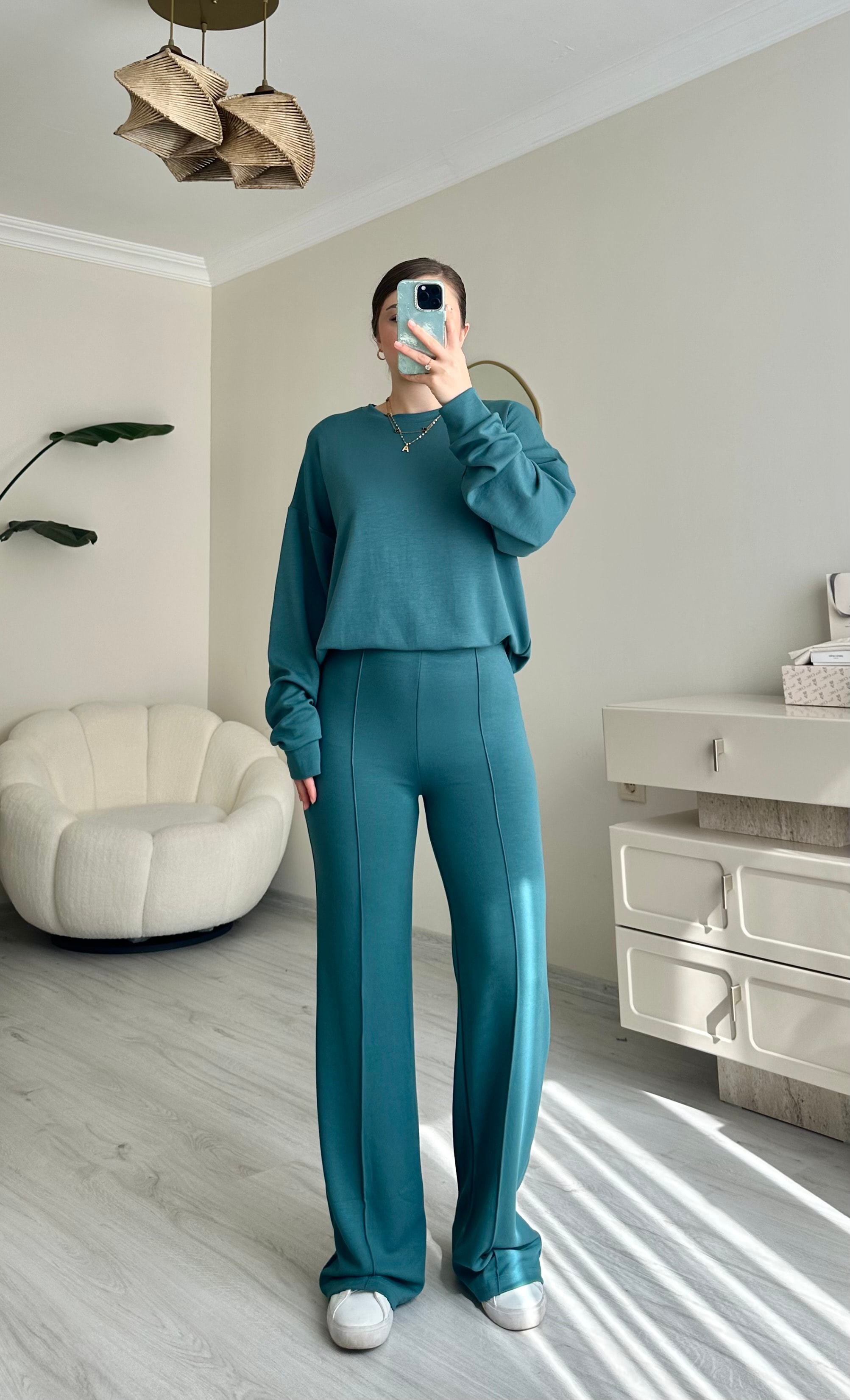Oys Modal Kumaş Oversize Takım - Okyanus Yeşili