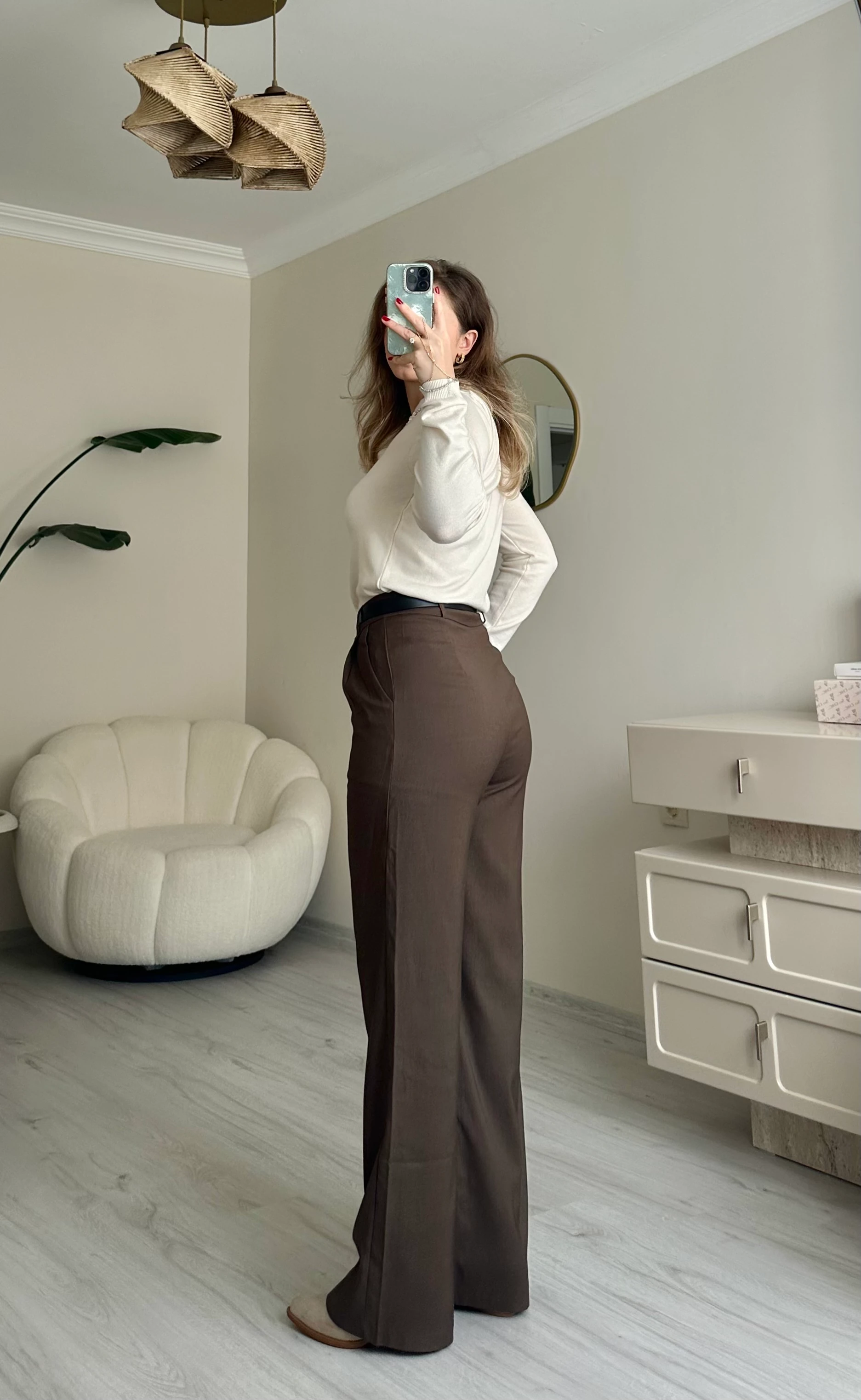 Kemerli Pile Detay Palazzo Pantolon