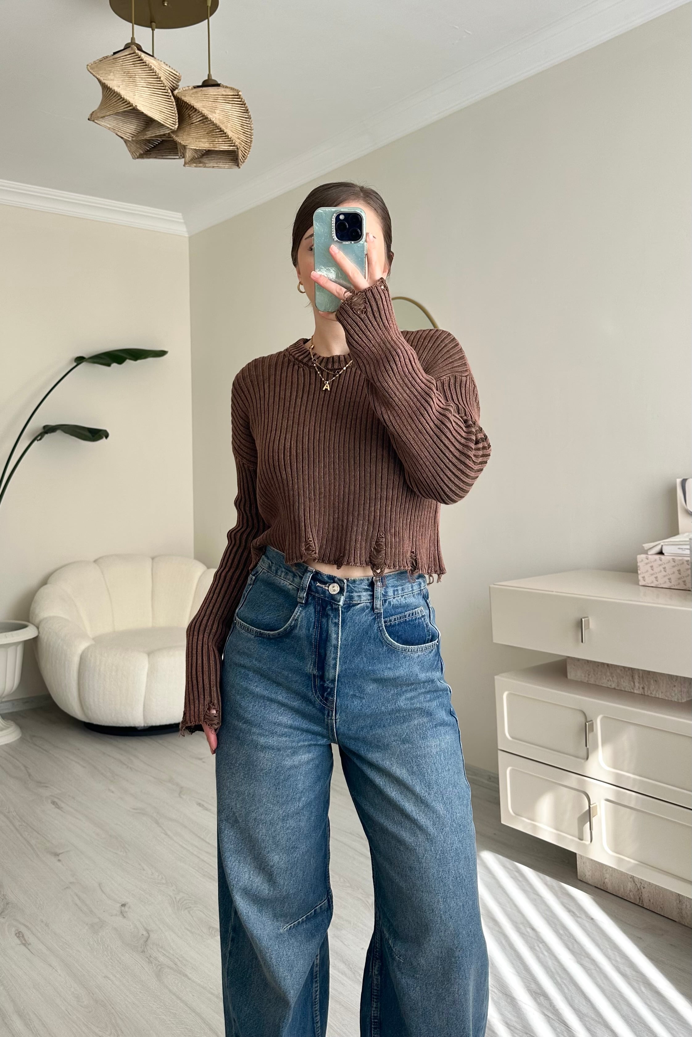Bel Kemer Detay Boyfriend Yıkamalı Baggy Jean