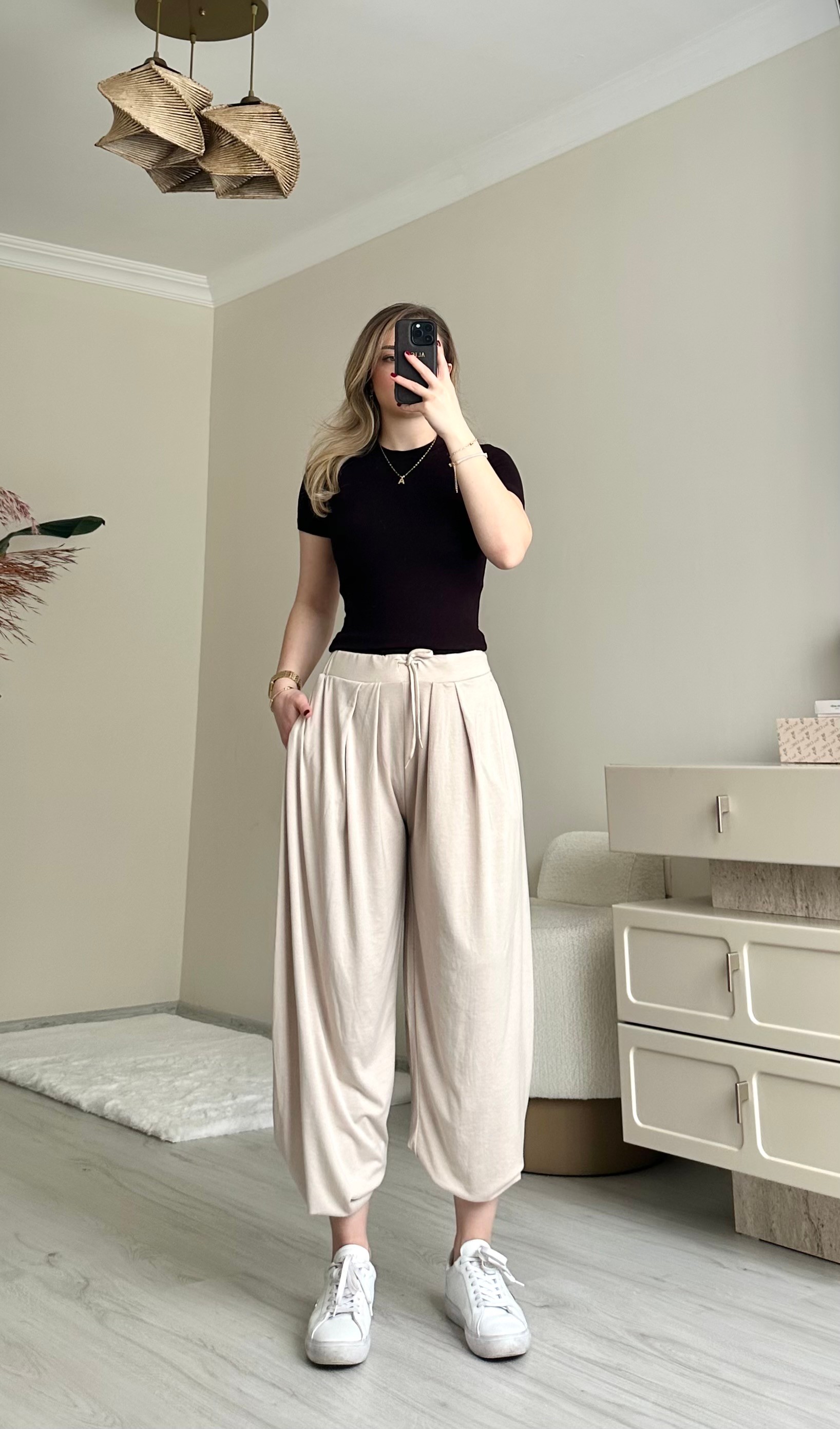 Oys Oversize Modal Krem Şalvar