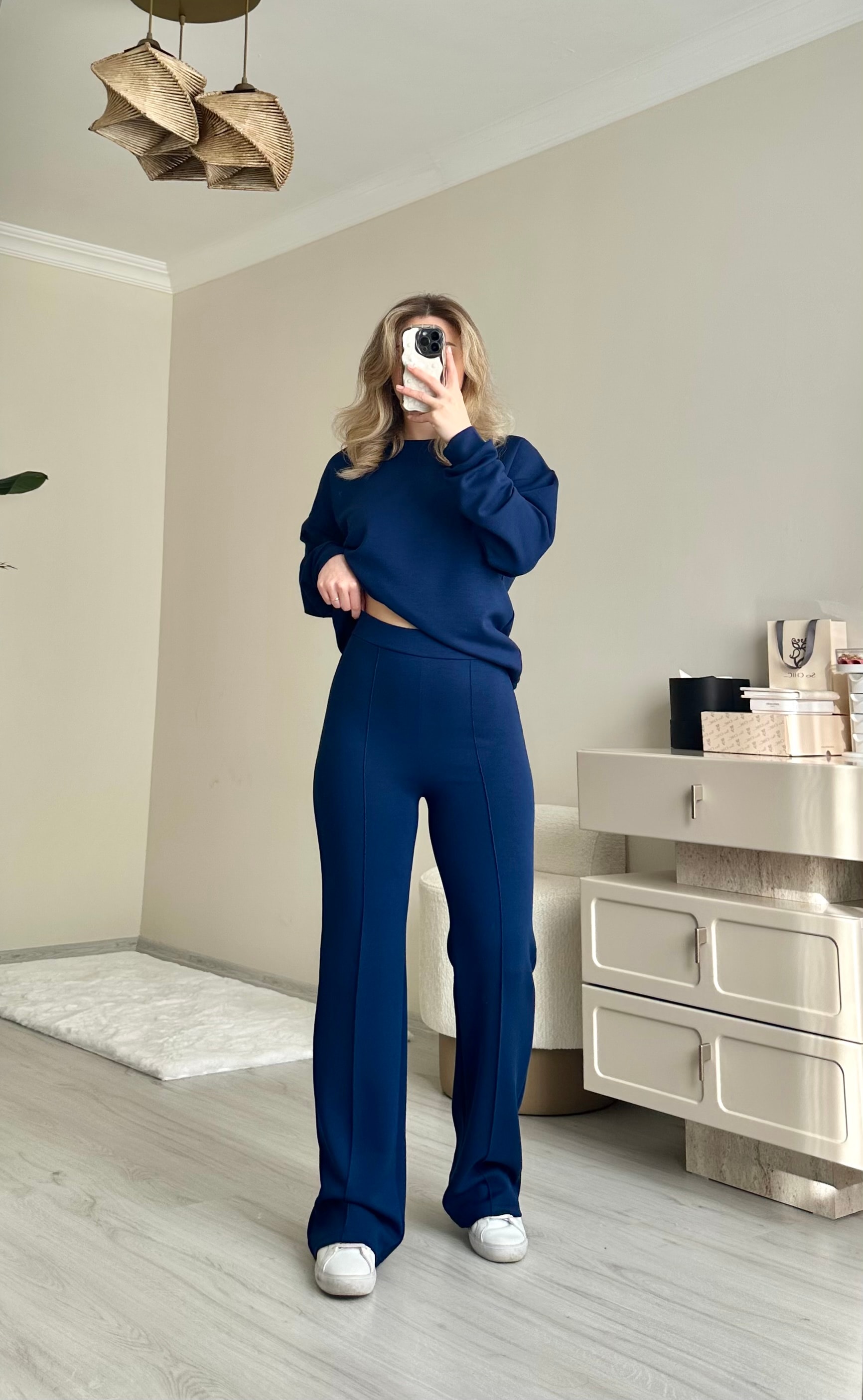 Oys Modal Kumaş Oversize Takım - Saks Mavisi
