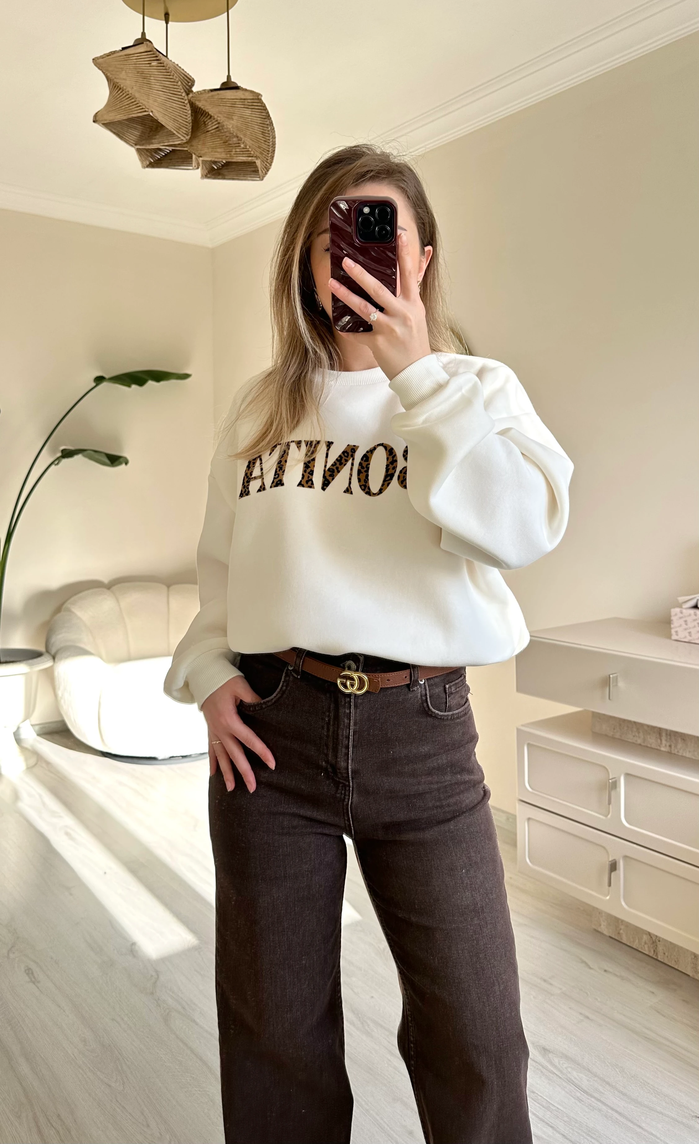 Likralı Döküm Paça Palazzo Kahve Yıkamalı Jean