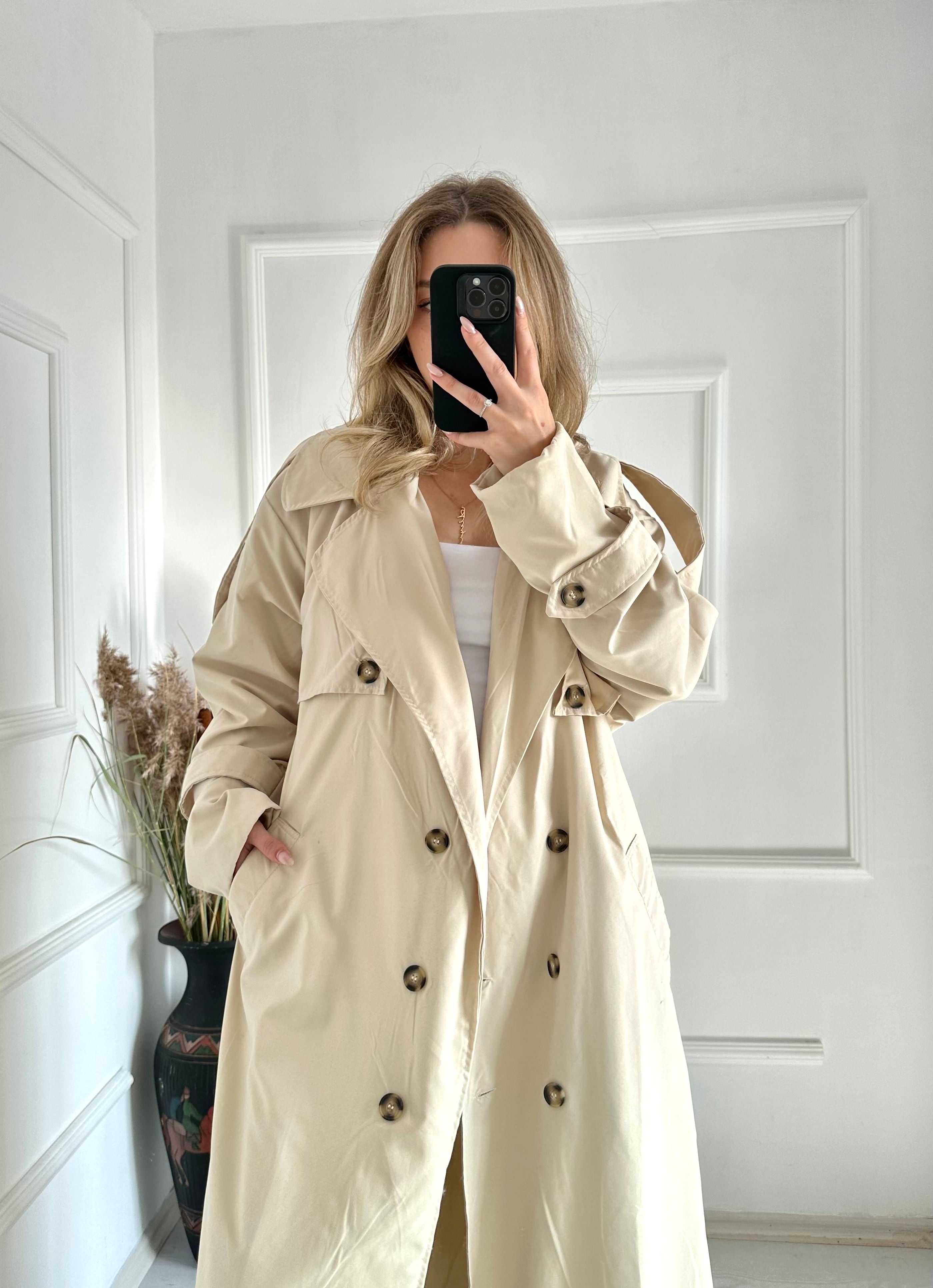 Ellie ZR Sırt Detay Oversize Trençkot