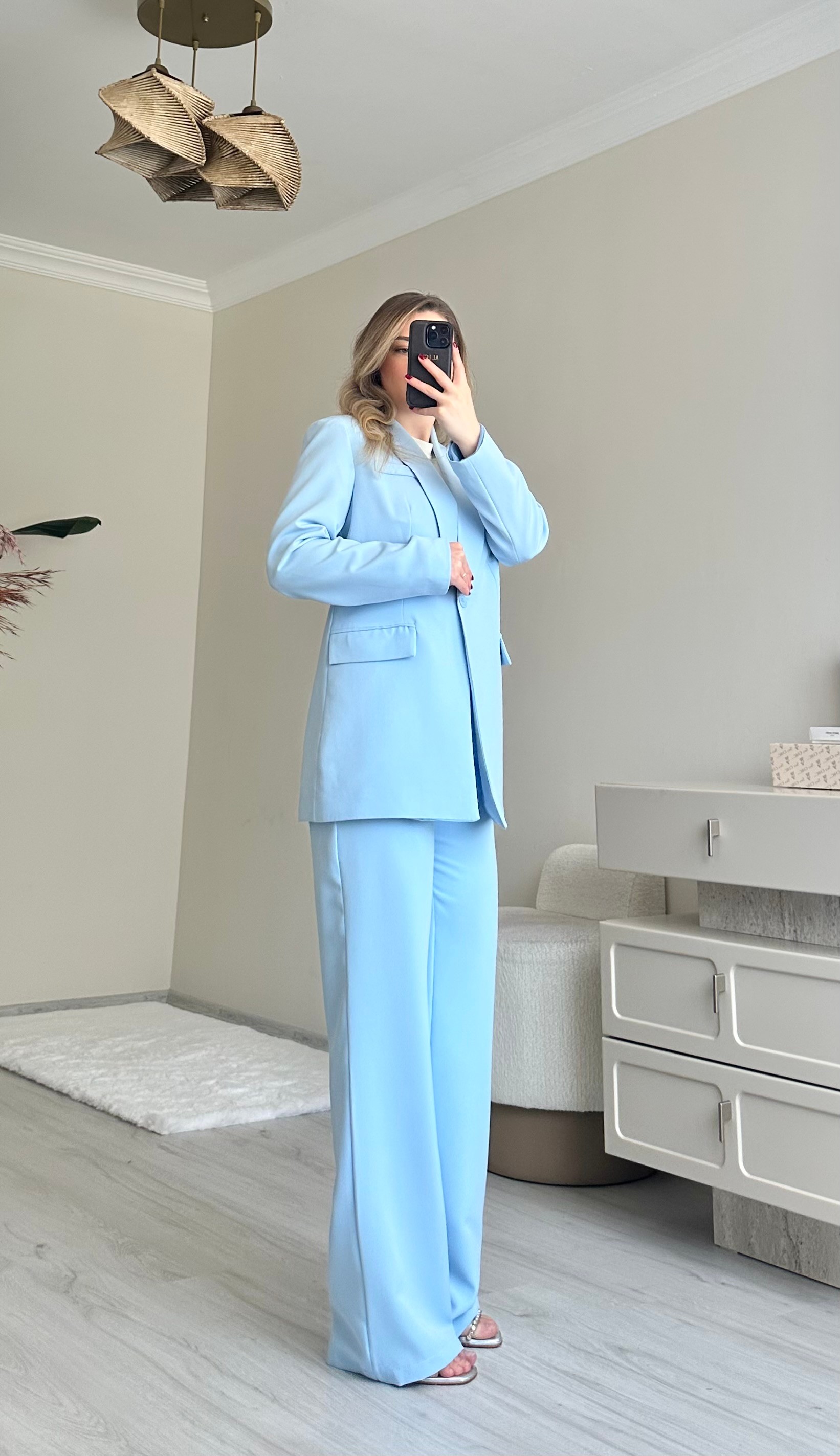 Premium Blazer Ceket Palazzo Pantolon Takım