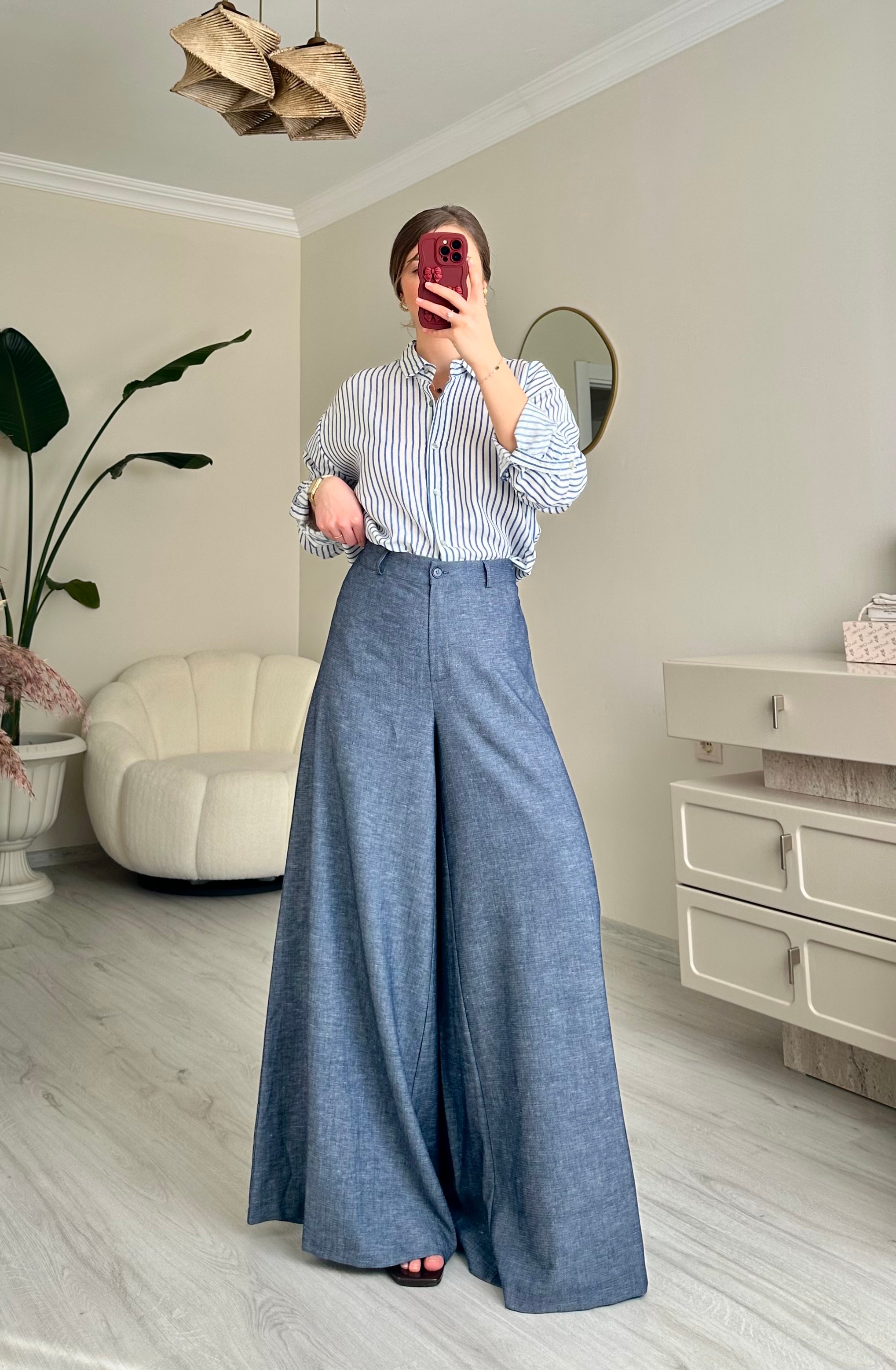 Maxi Bol Paça Jean Pantolon - Açık Lacivert
