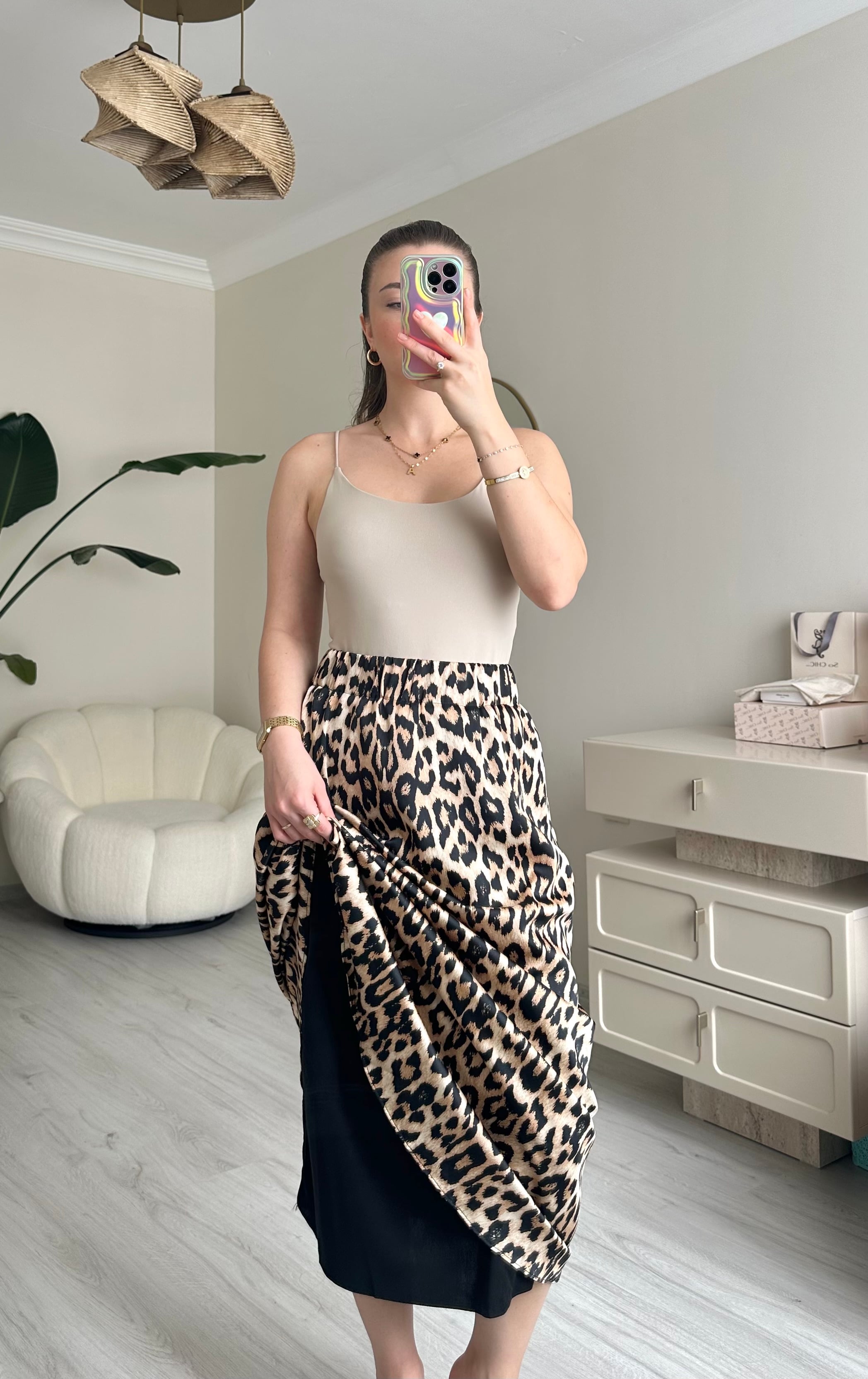 Saten Maxi Boy Beli Lastikli Etek