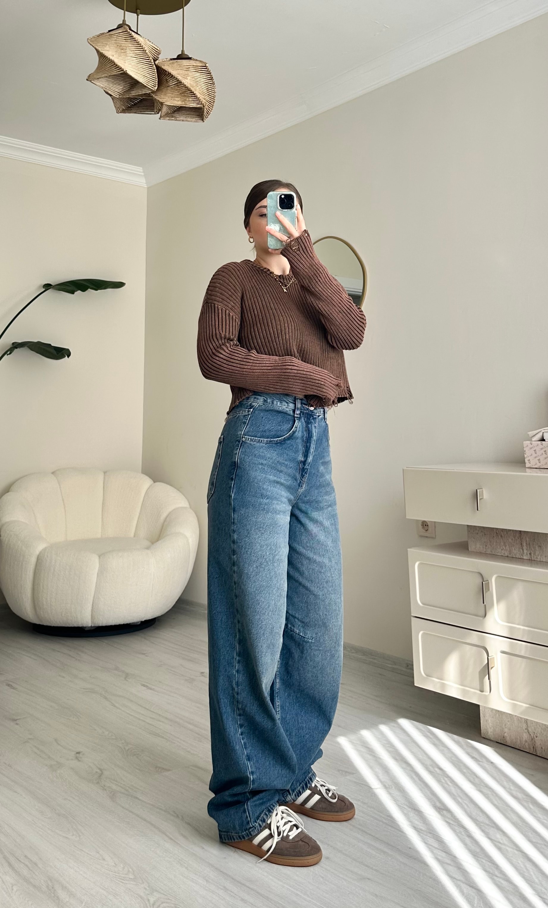 Bel Kemer Detay Boyfriend Yıkamalı Baggy Jean