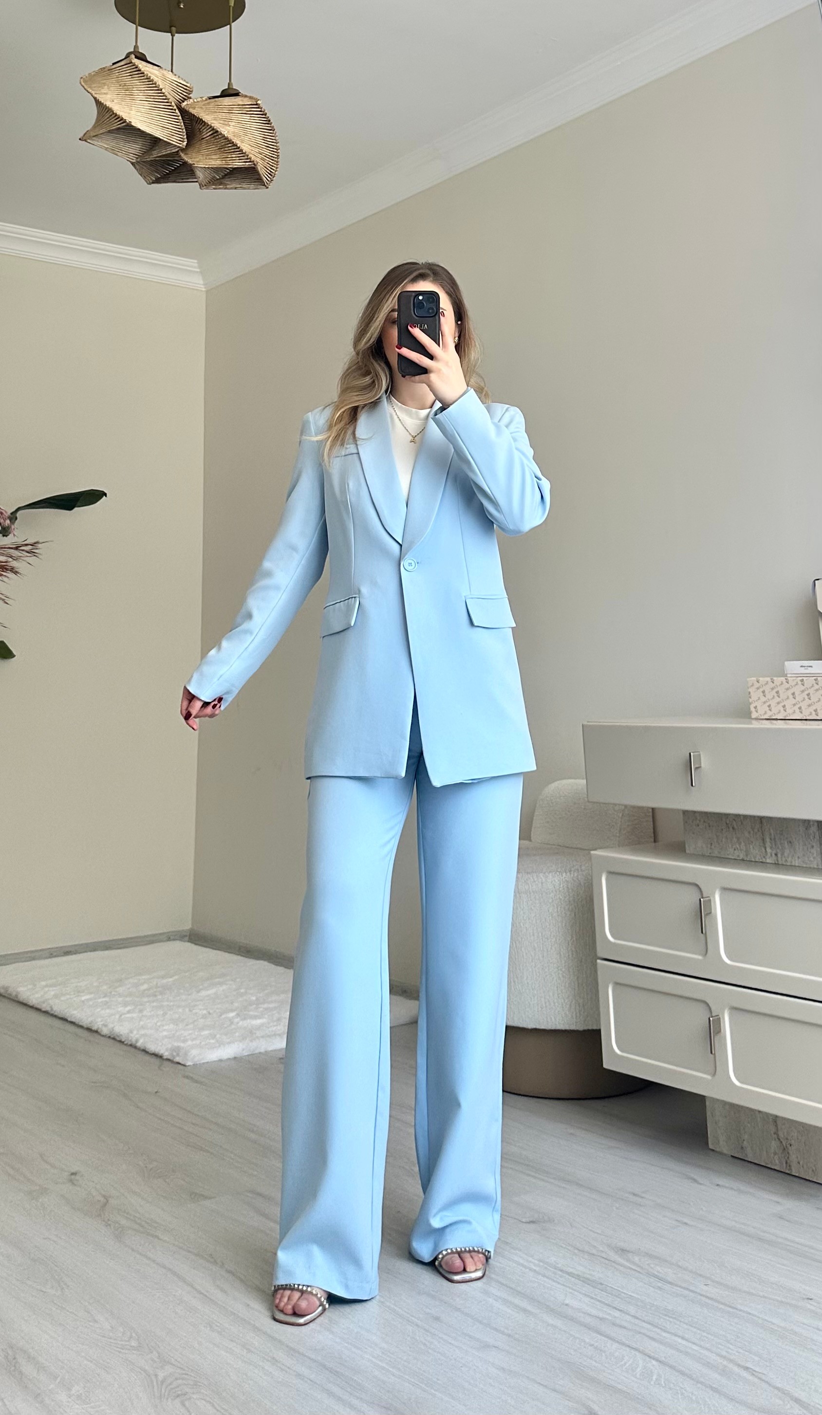 Premium Blazer Ceket Palazzo Pantolon Takım