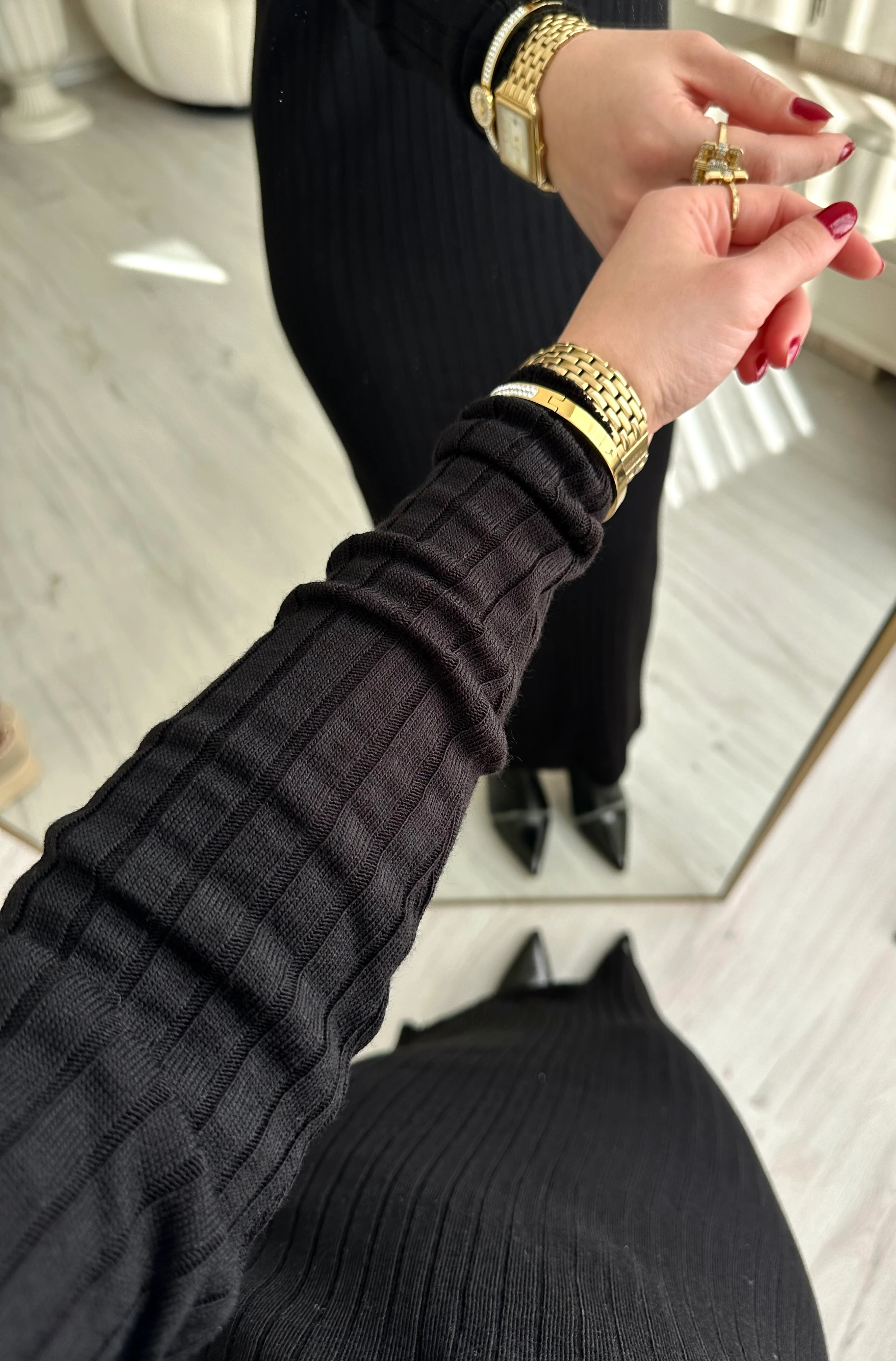 Polo Yaka Düğmeli Likralı Triko Elbise