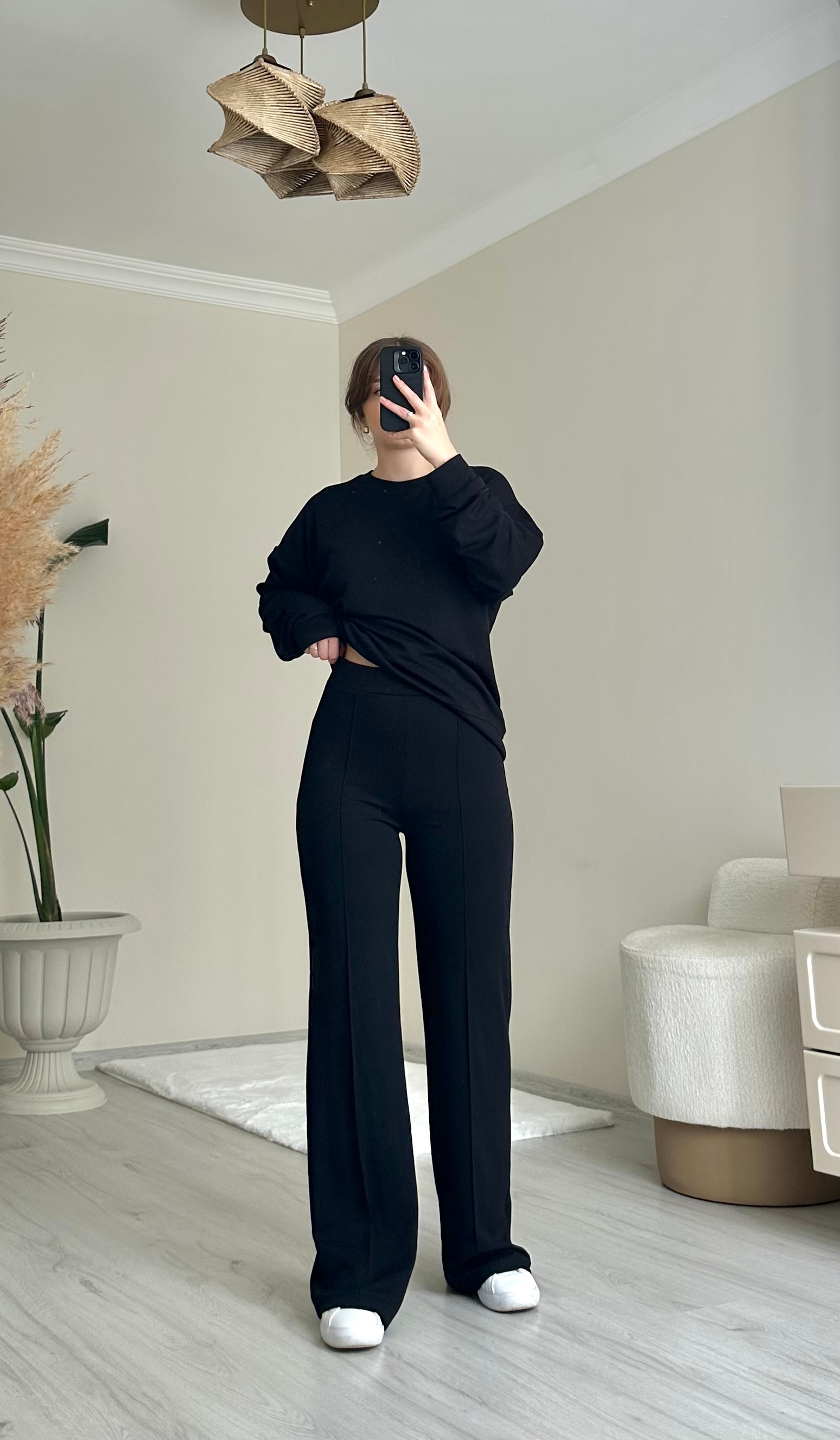 Oys Modal Kumaş Oversize Takım - Siyah