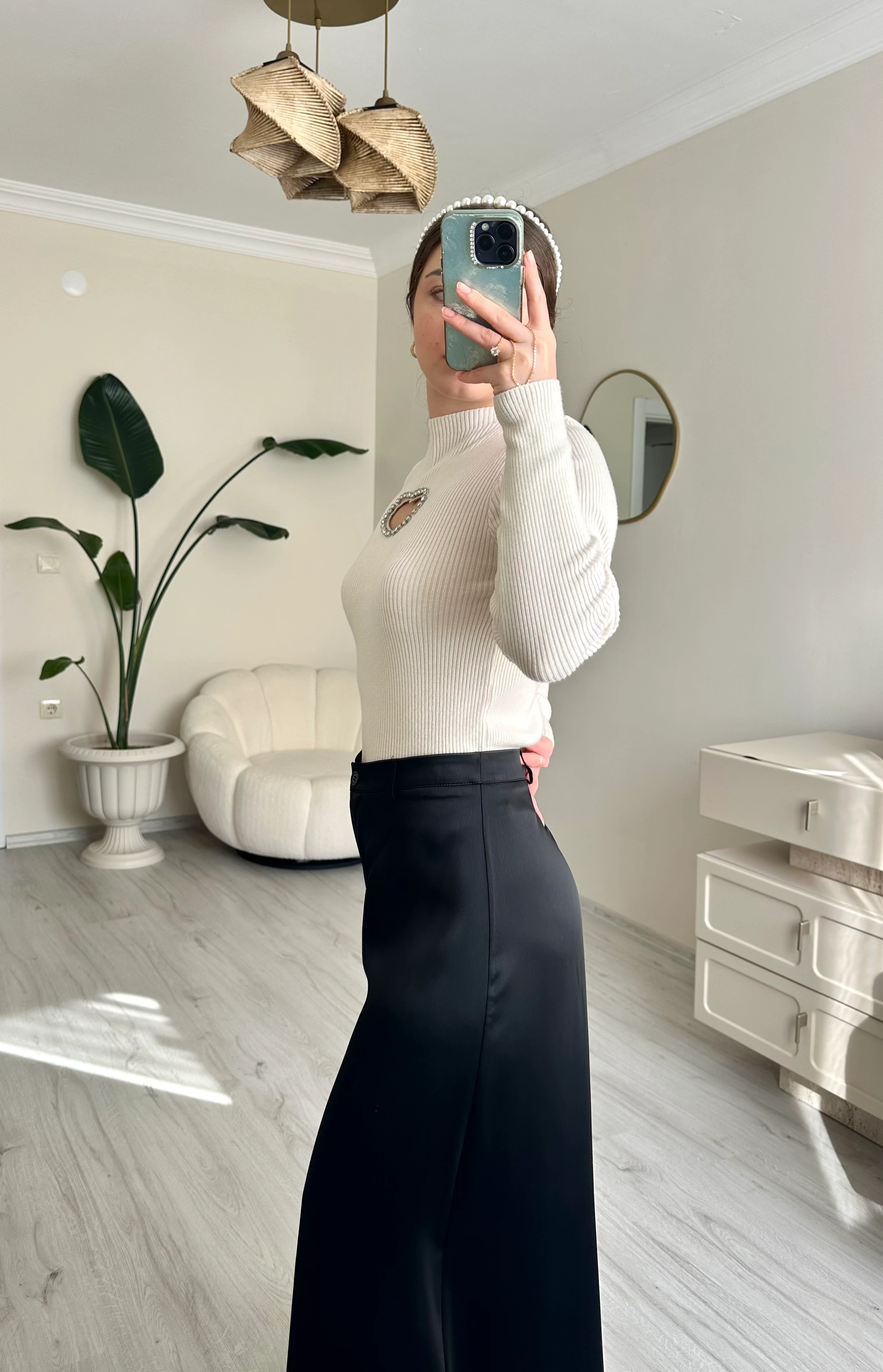 Premium Saten Maxi Paça Etekli Pantolon