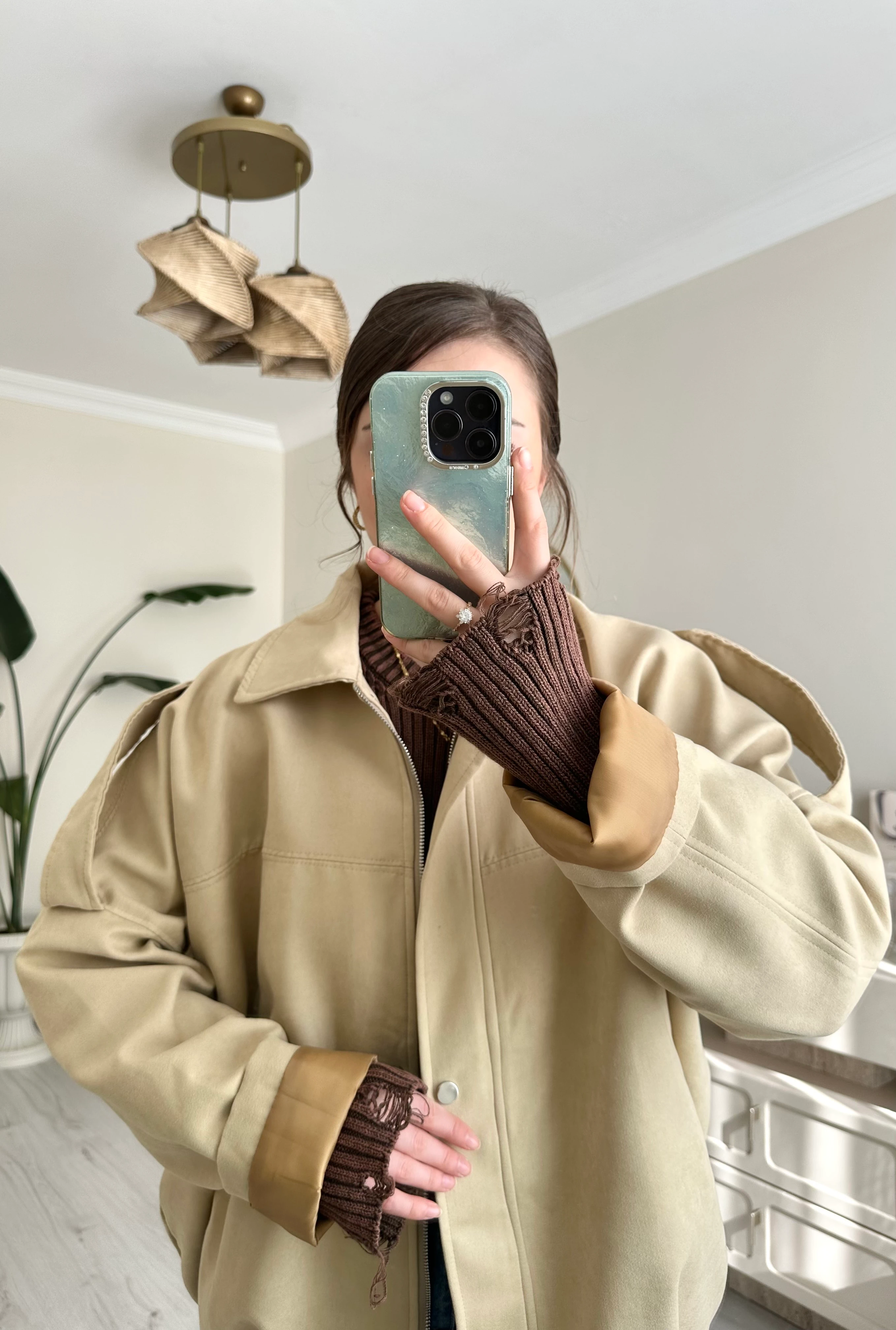 Premium Dokuma Süet Apoletli Ceket