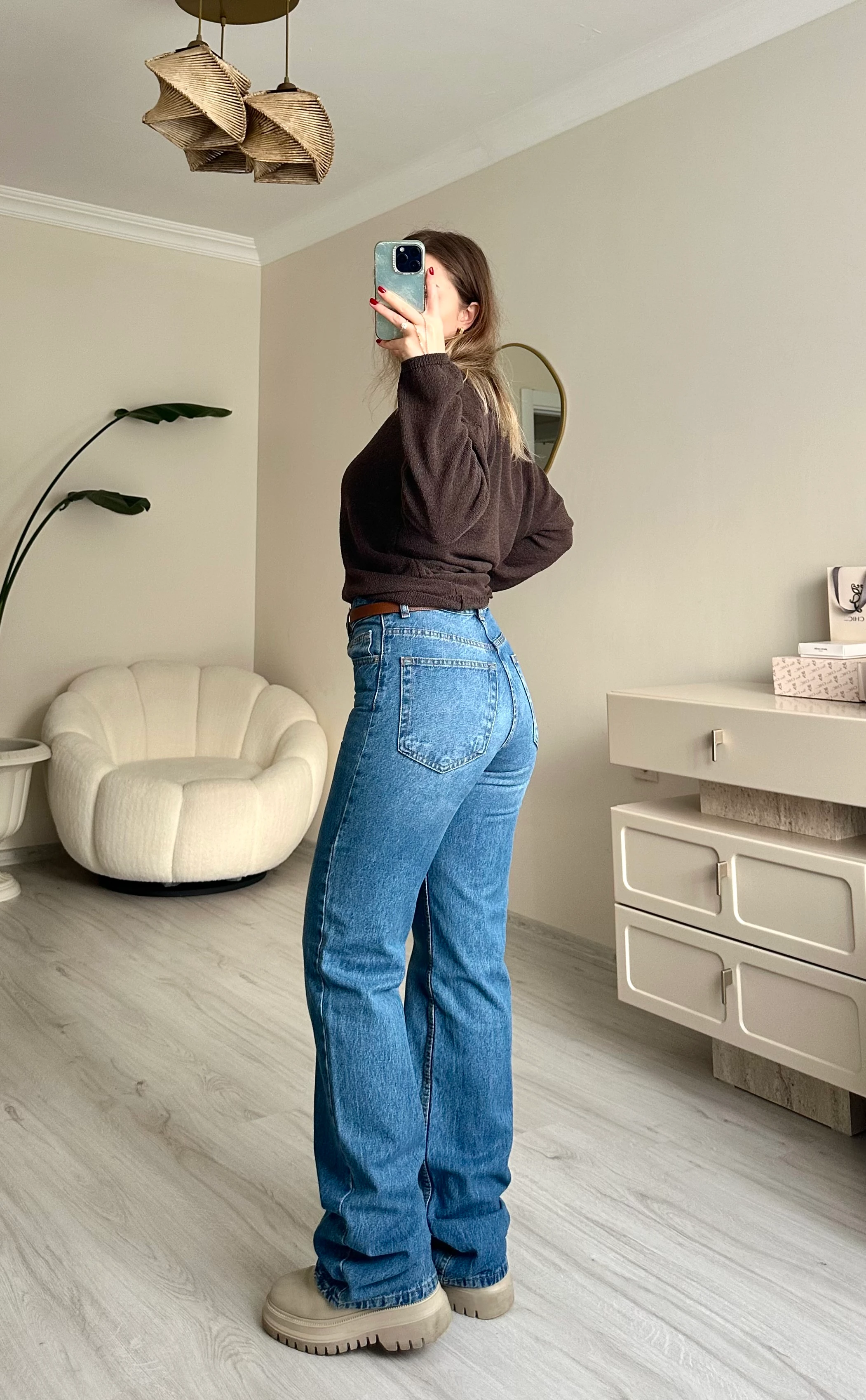 Wide Leg Mavi Yıkamalı Jean