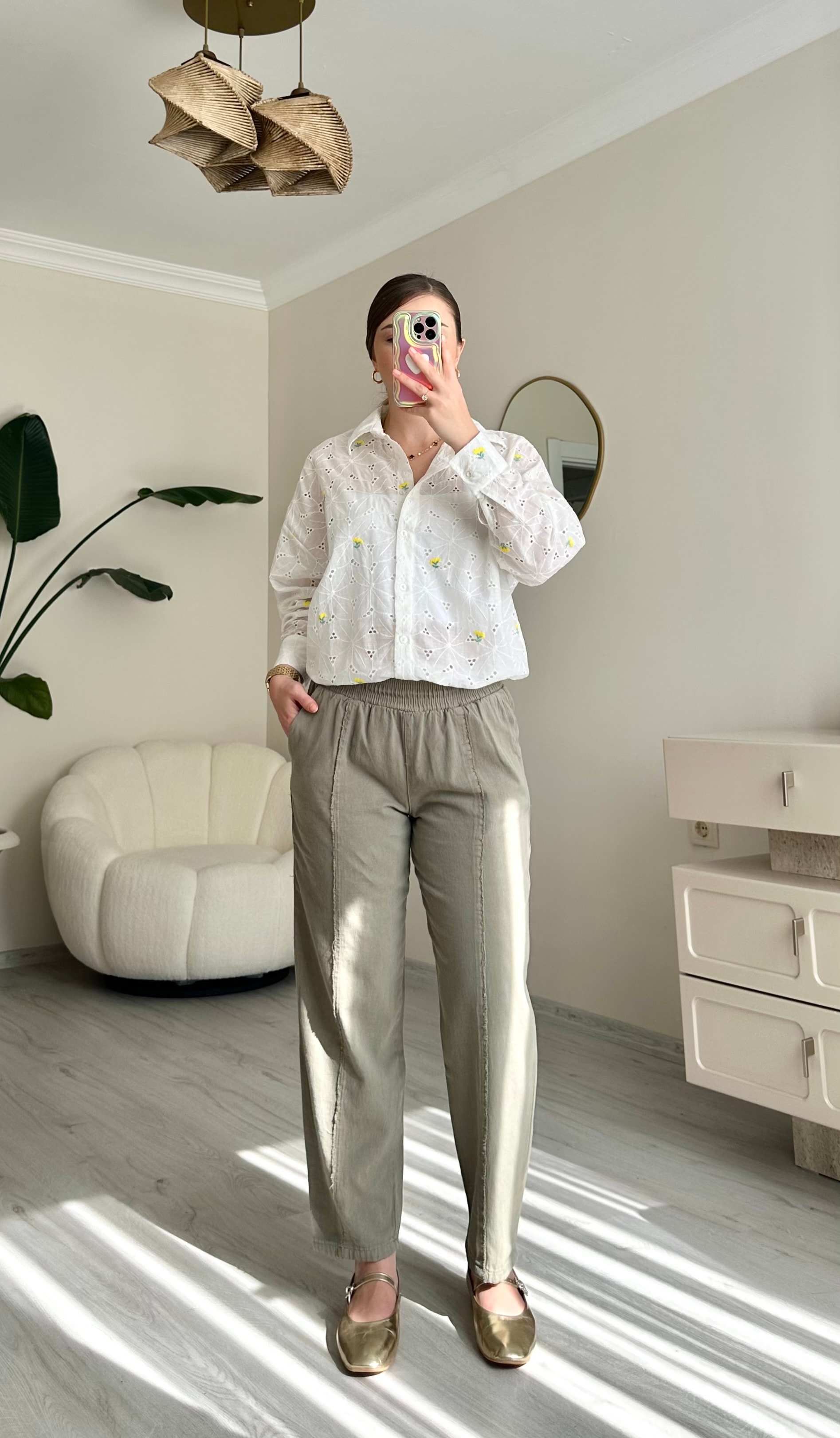 Gabardin Kumaş Boru Paça Pantolon - Haki