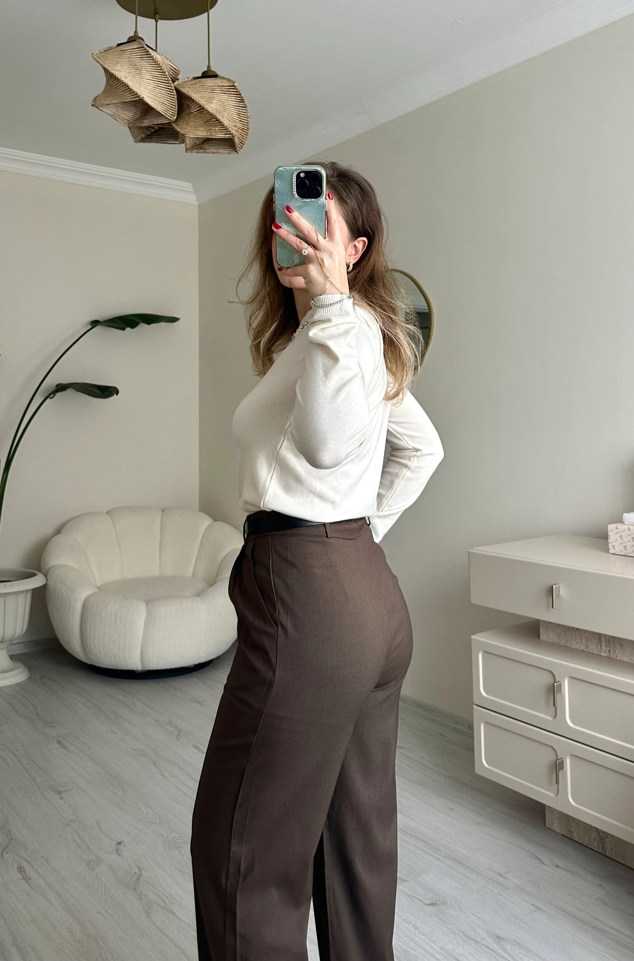 Kemerli Pile Detay Palazzo Pantolon