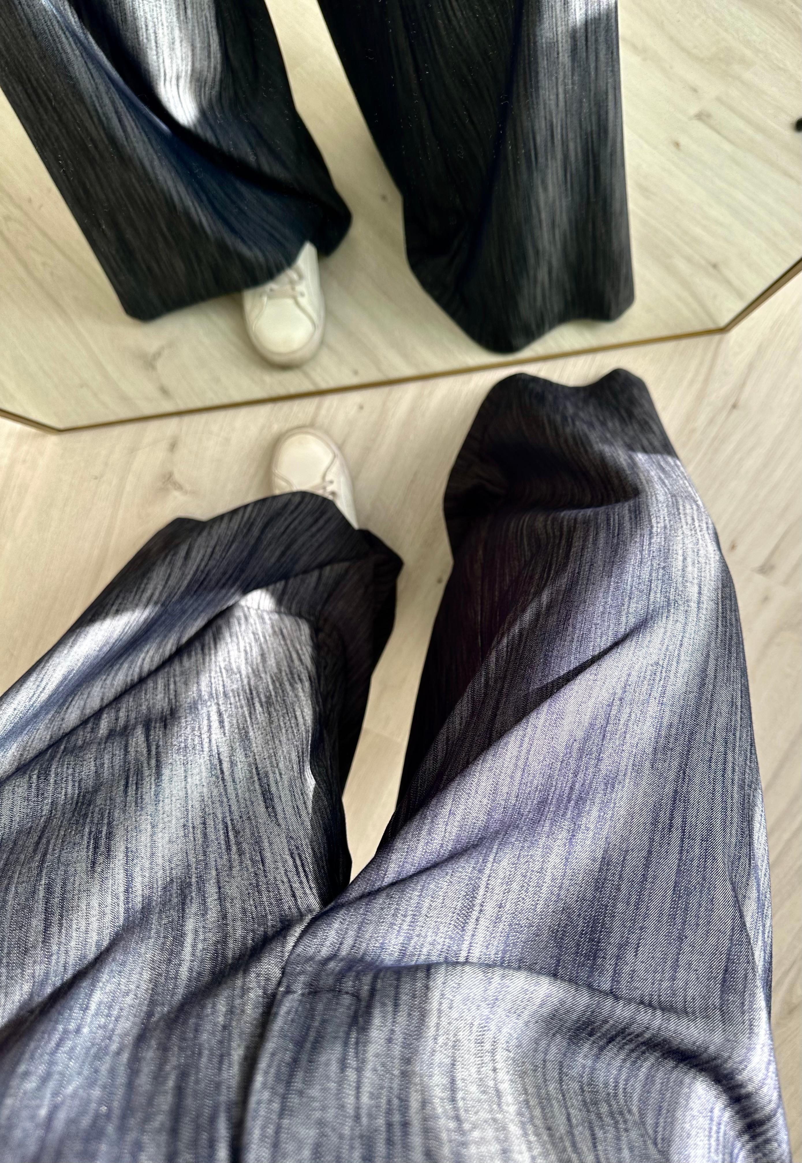 Tensel Lacivert Desenli Maxi Bol Paça Pantolon