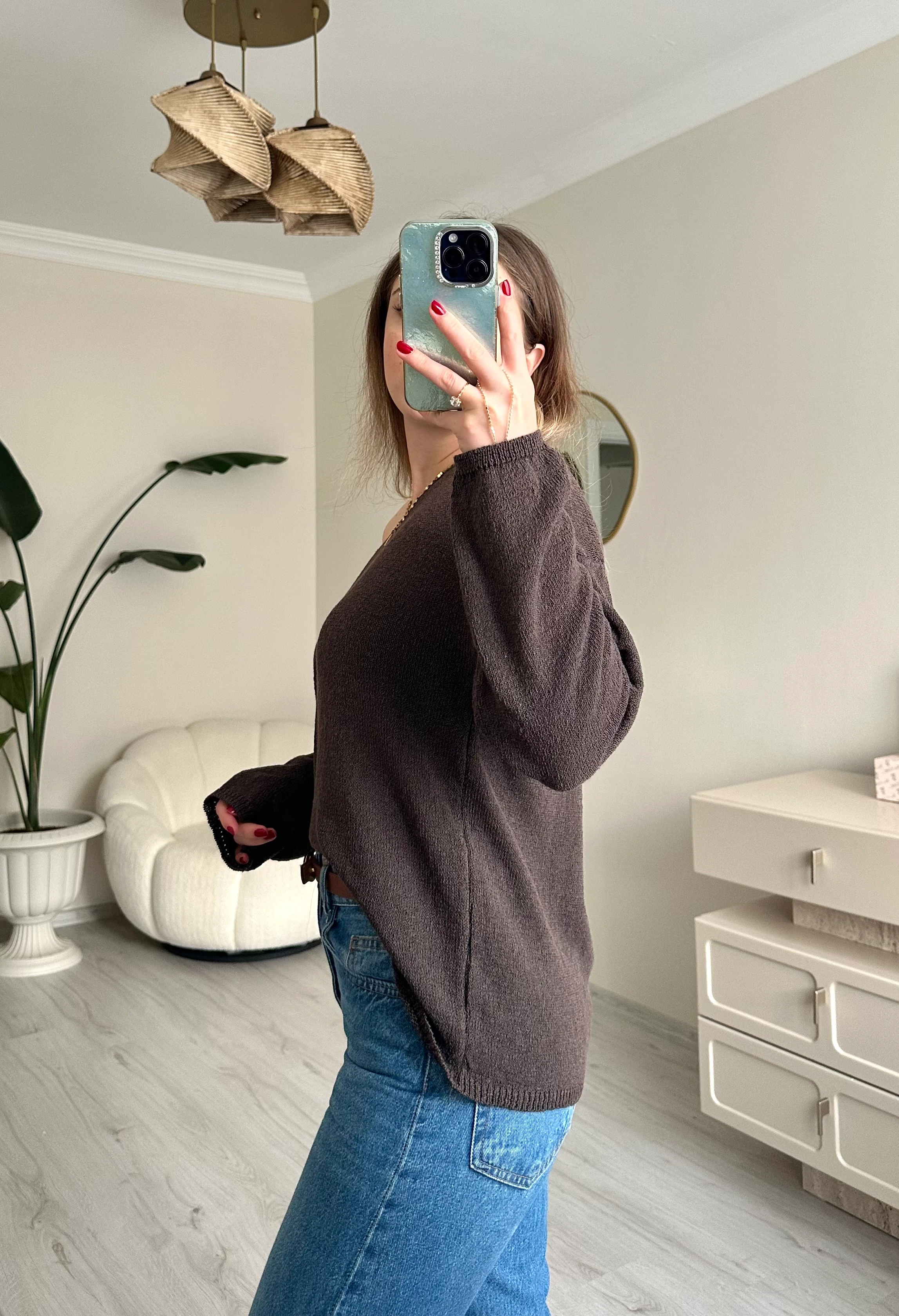 Kayık Yaka Basic Oversize Kazak