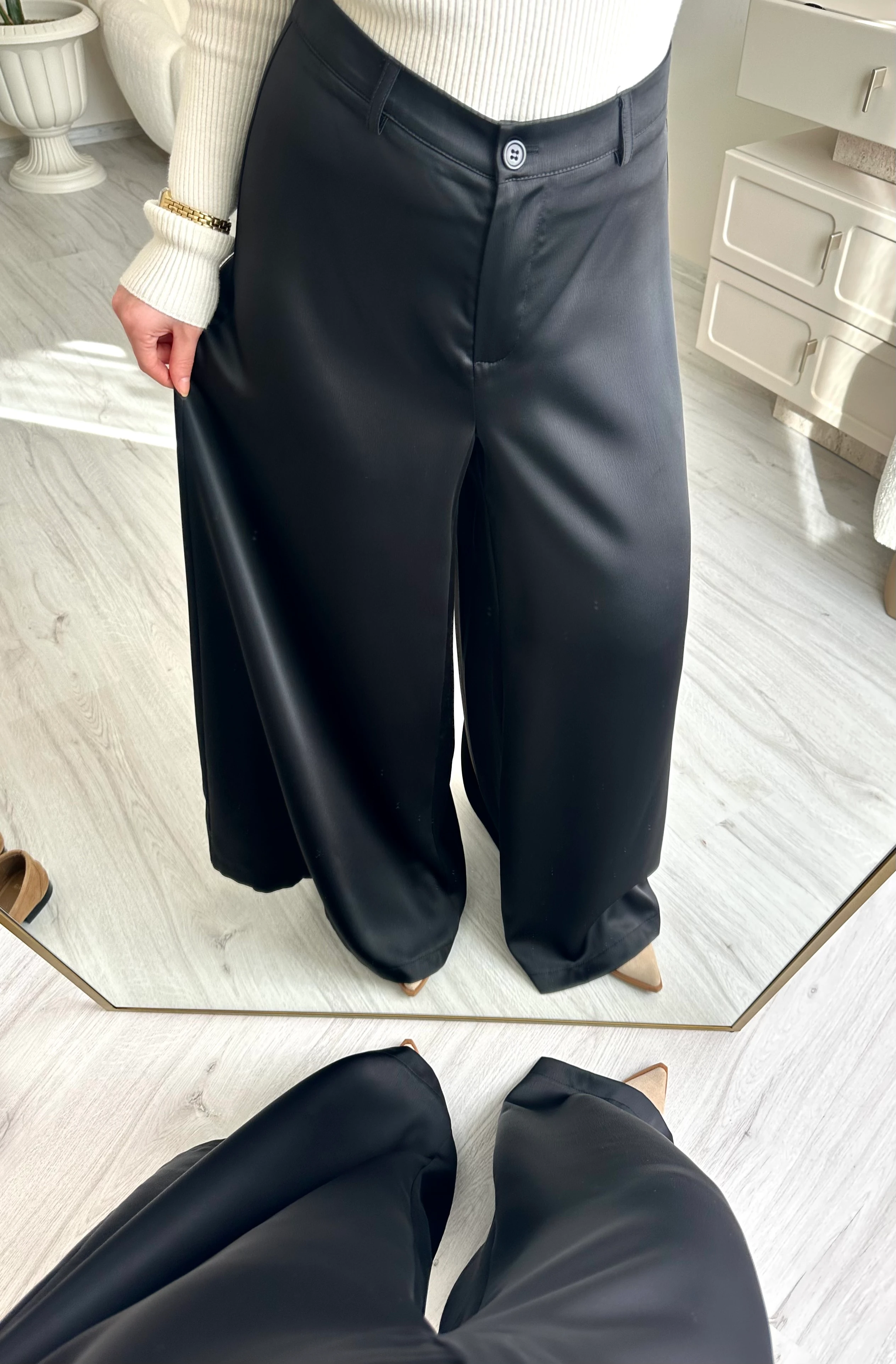 Premium Saten Maxi Paça Etekli Pantolon