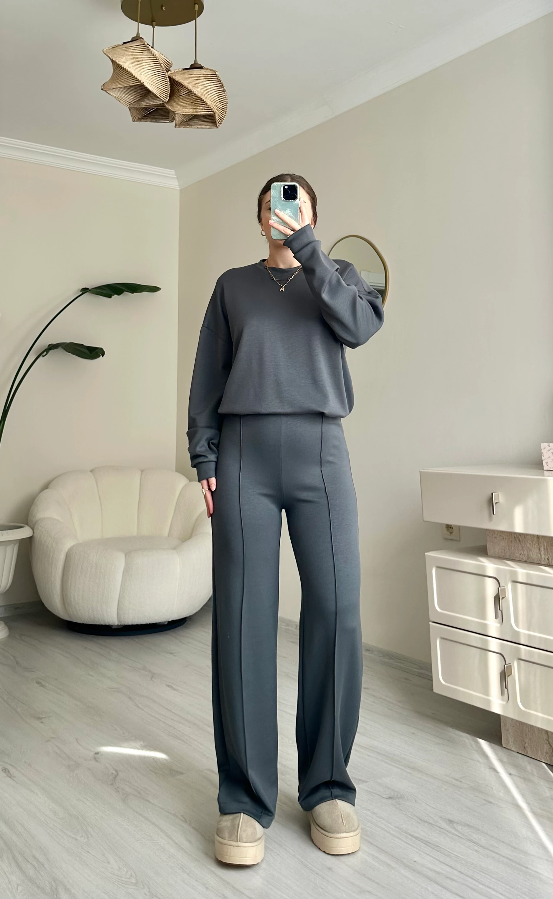 Oys Modal Kumaş Oversize Takım - Antrasit