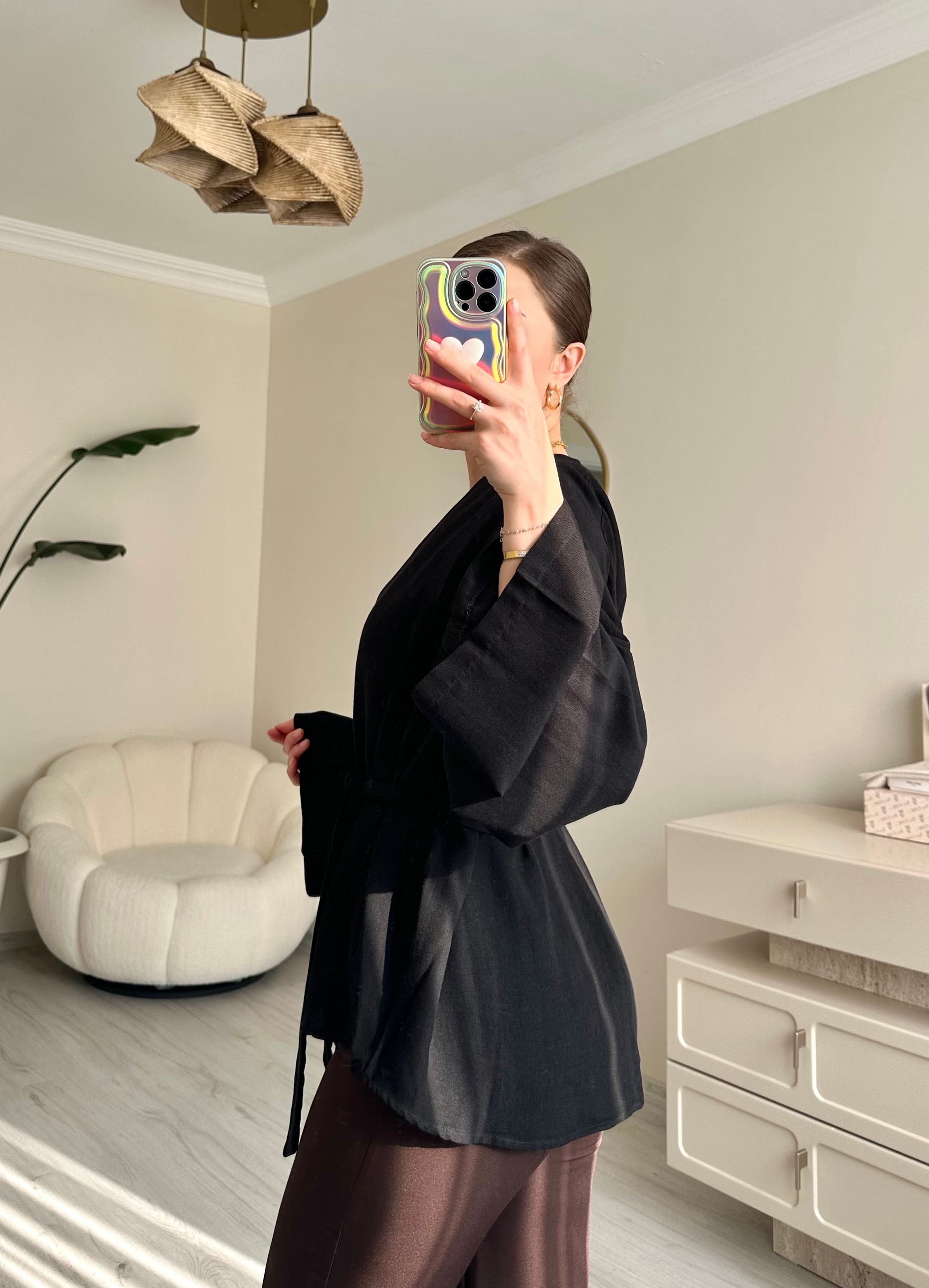 Kuşaklı Keten Oversize Ceket