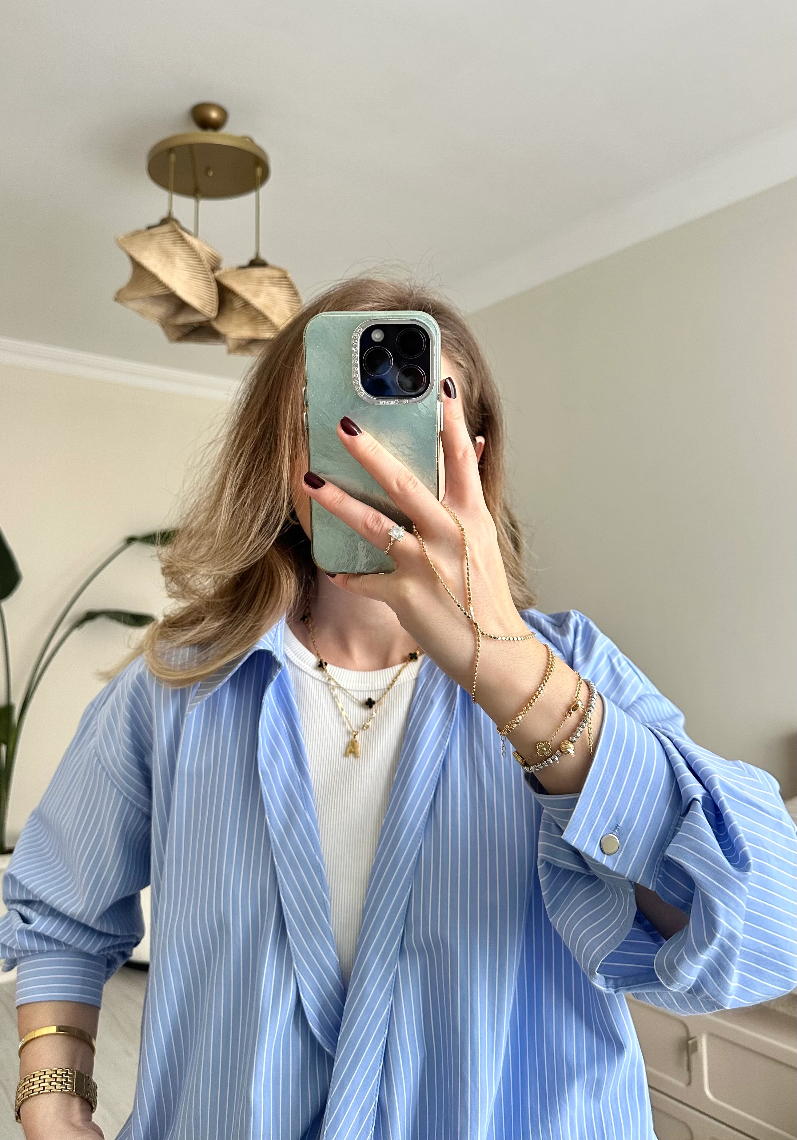 Çizgili Balon Detay Atletli Gömlek