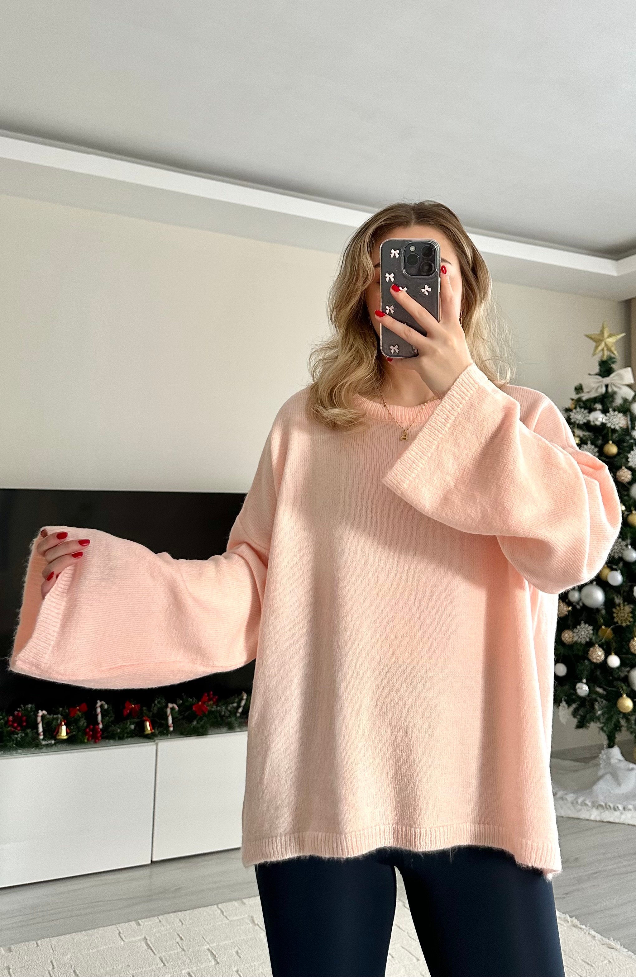 Annabel Oversize Kazak - Toz Pembe