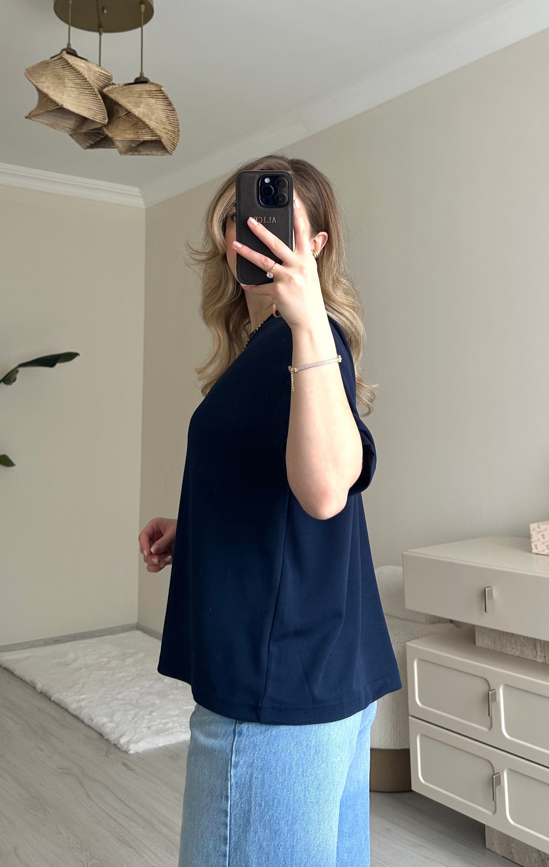 Kalp Nakışlı Modal Kumaş Tişört