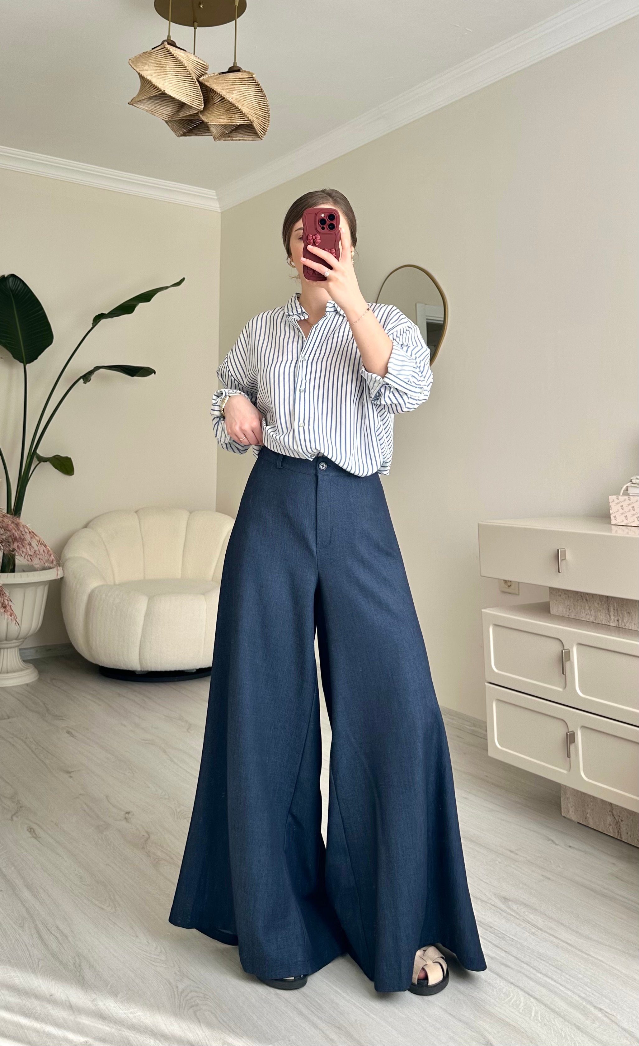 Maxi Bol Paça Jean Pantolon - Lacivert