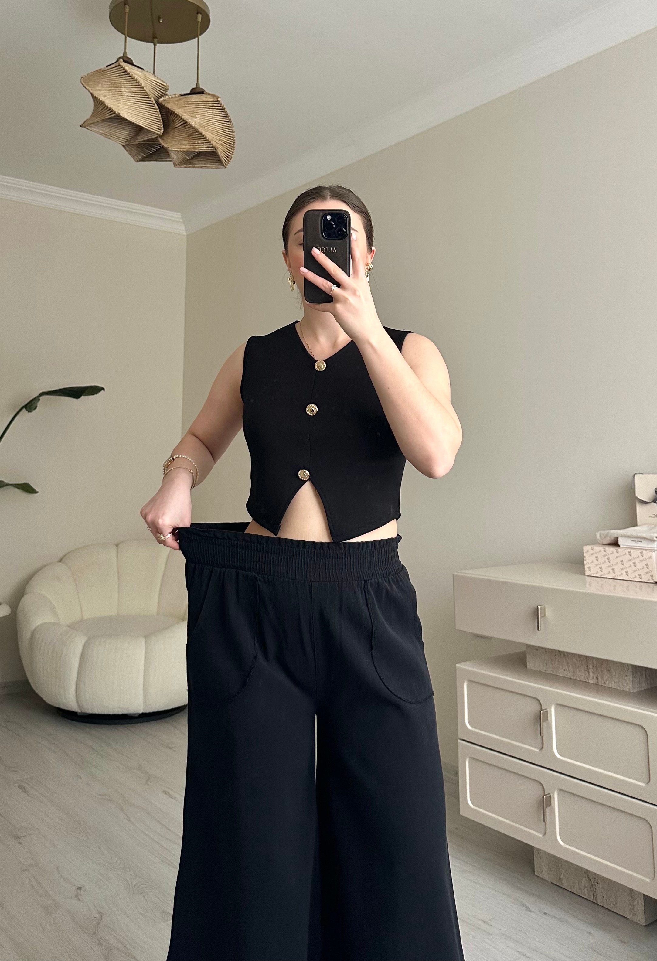 Gabardin Maxi Bol Paça Pantolon