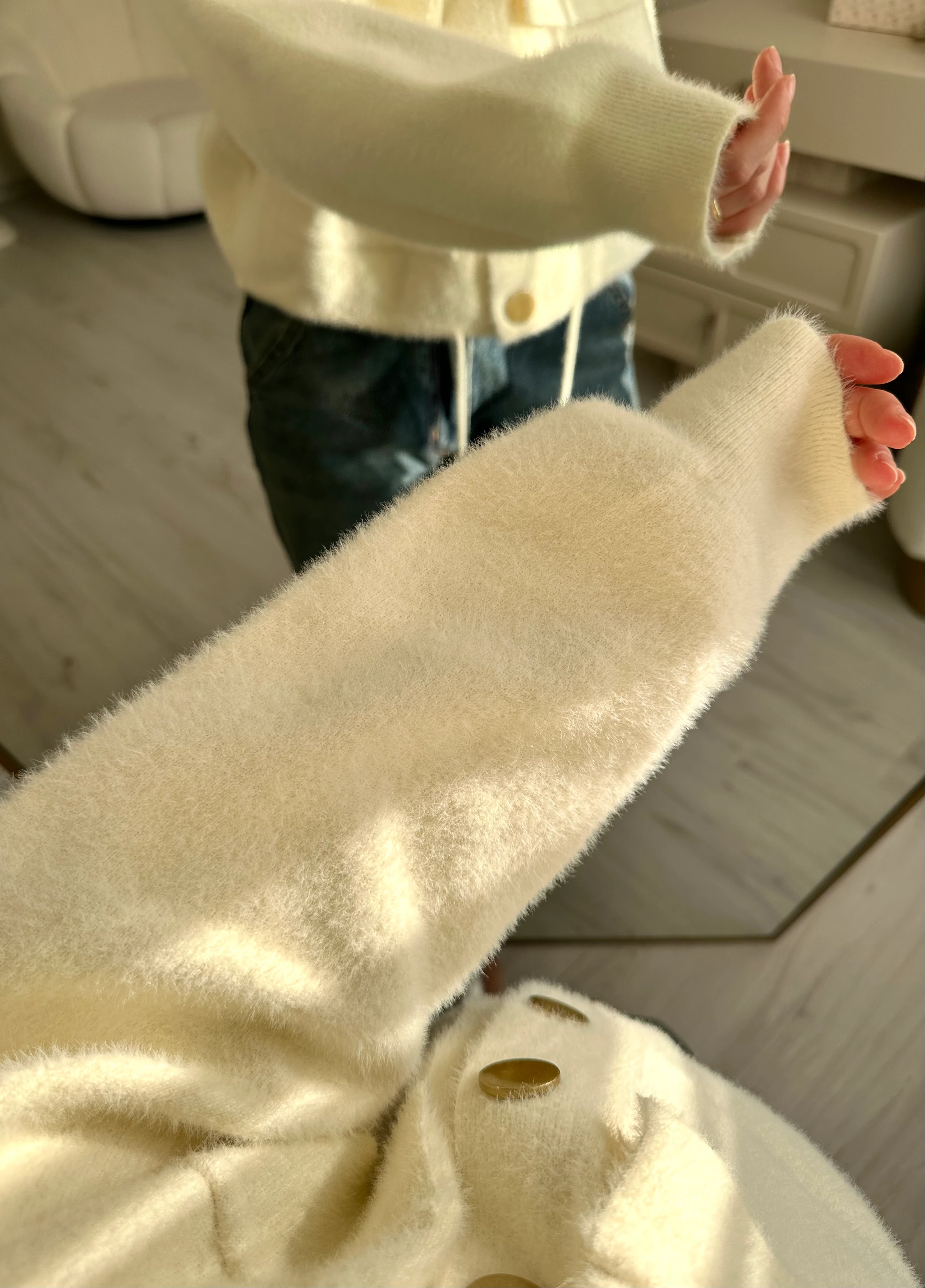 Premium Kapşonlu Gold Düğme Detay Sakallı Ceket