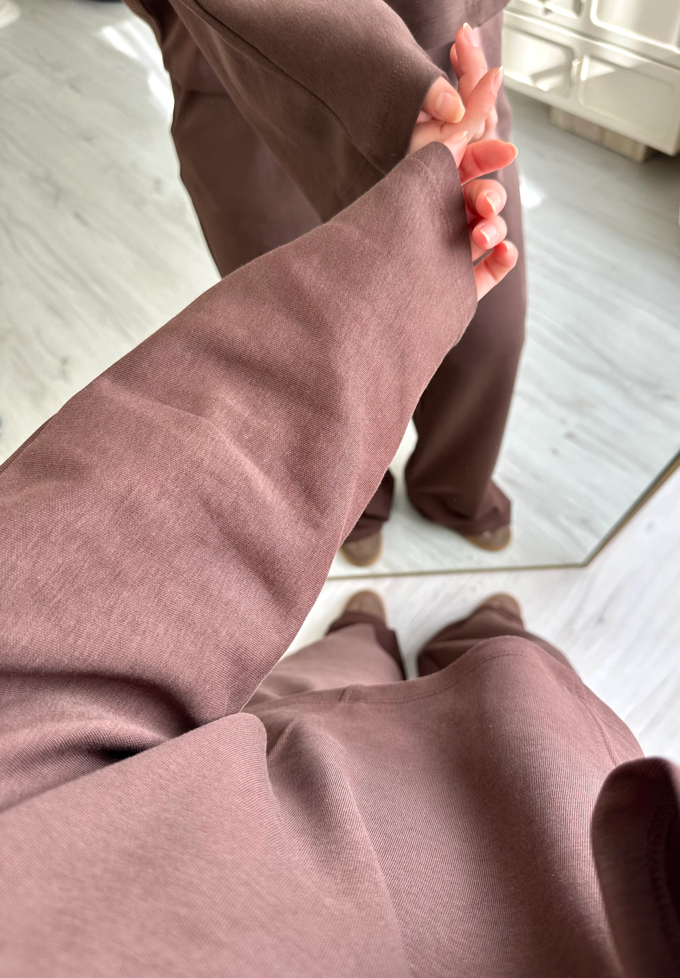 Yarasa Kol Detay Acı Kahve Oversize Takım