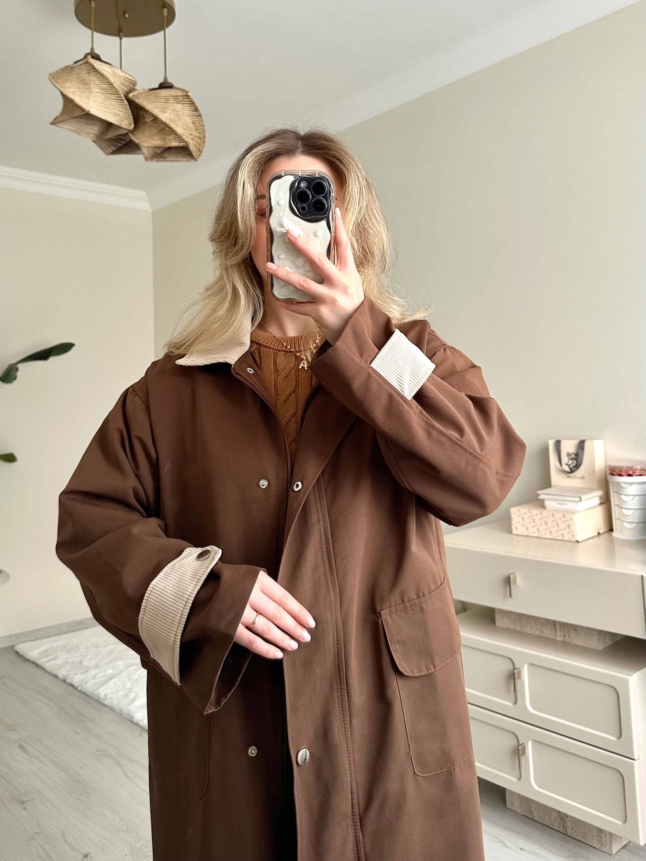 Marka Fitilli Kadife Yaka Trençkot