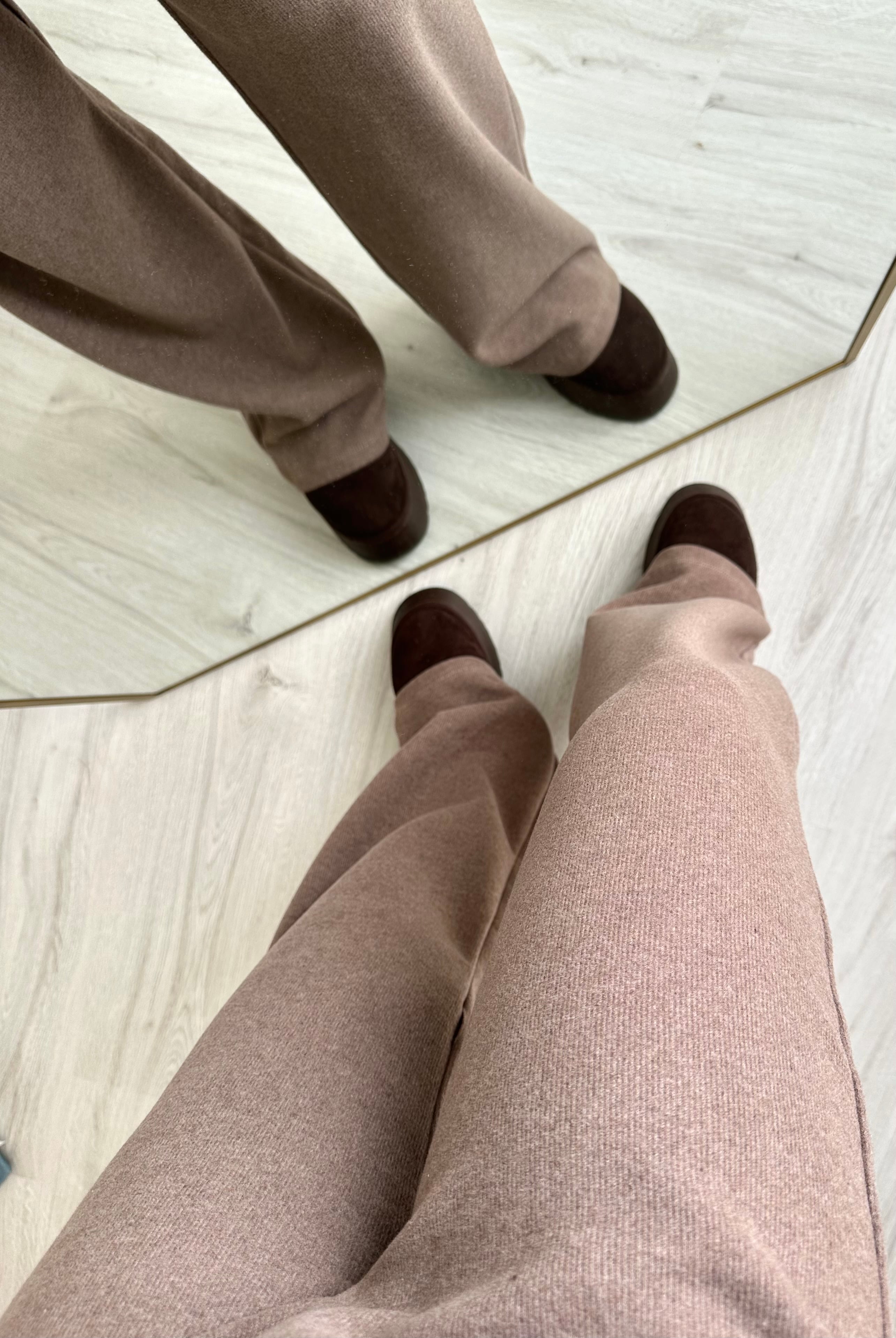 Selanik Kumaş Palazzo Beli Lastikli Pantolon