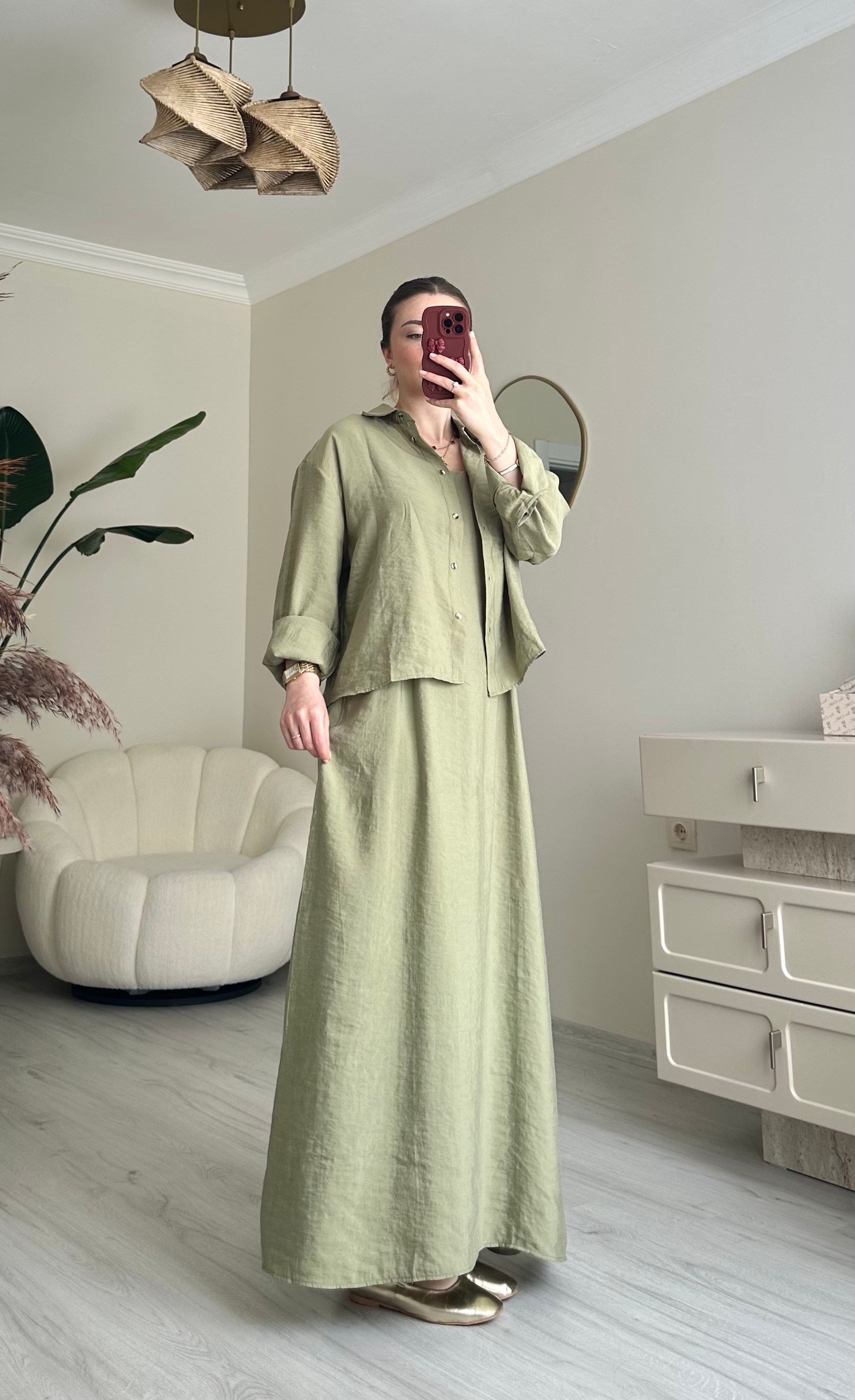 Noya Tensel Kumaş Elbise Gömlek Takım