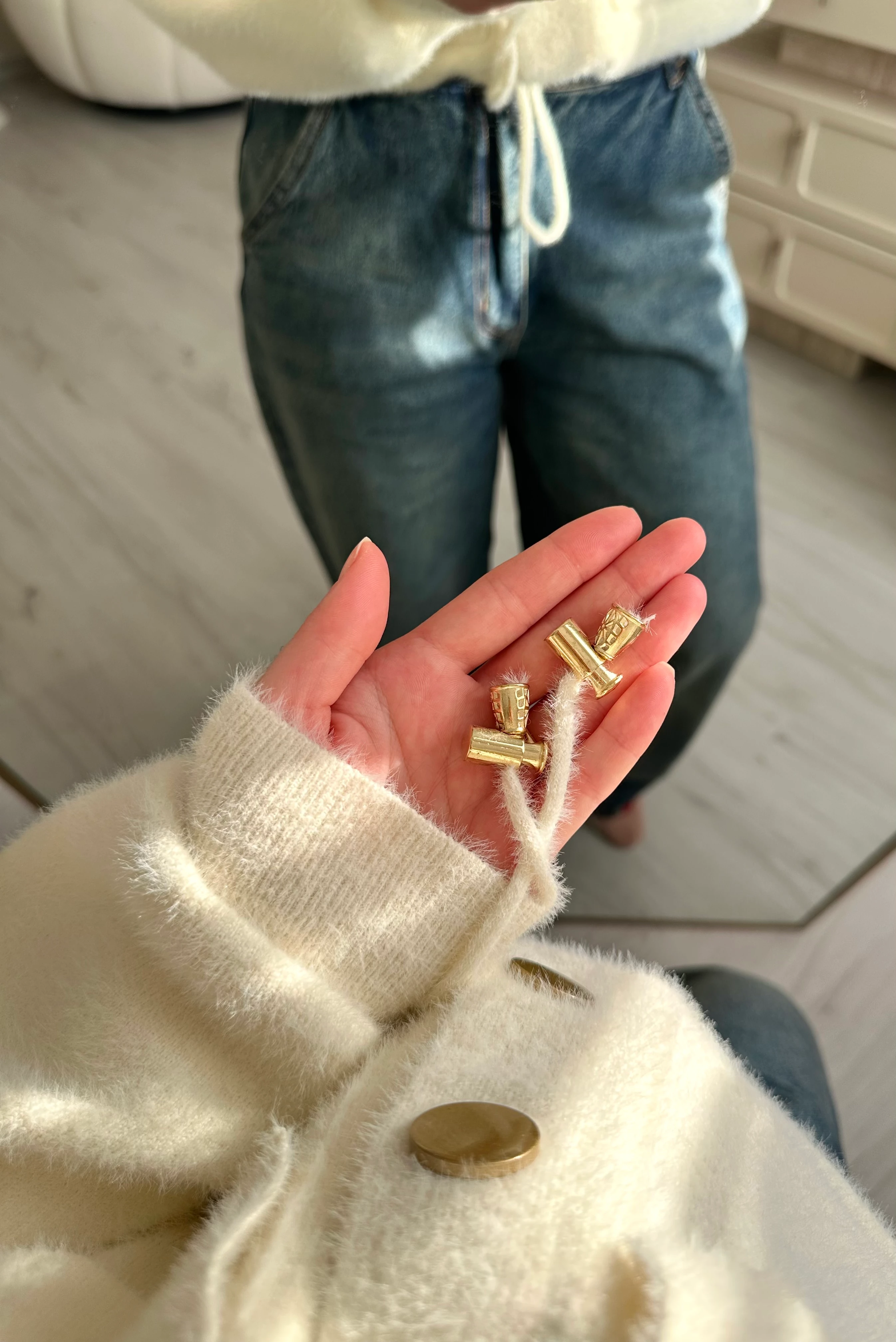 Premium Kapşonlu Gold Düğme Detay Sakallı Ceket