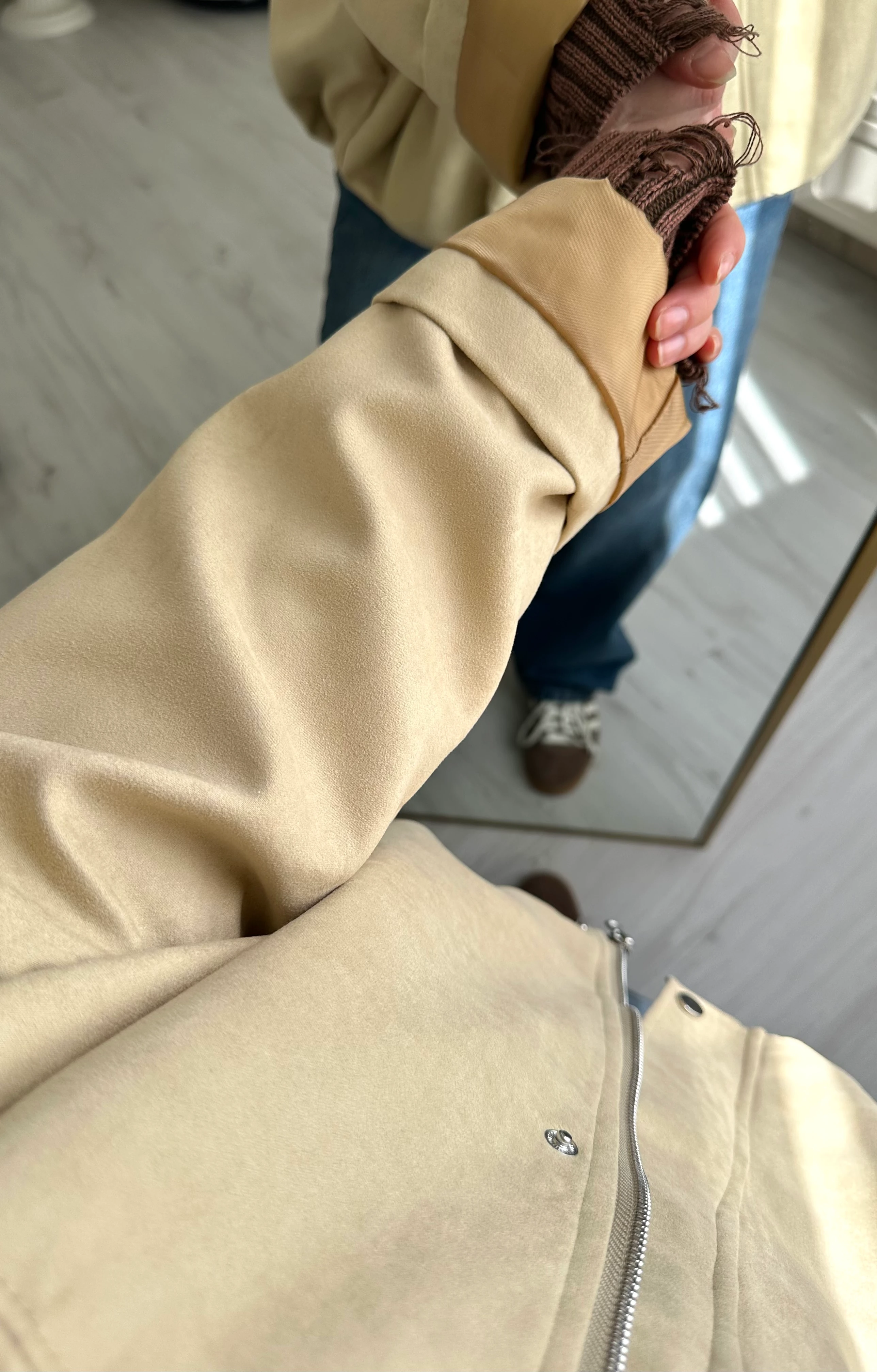 Premium Dokuma Süet Apoletli Ceket