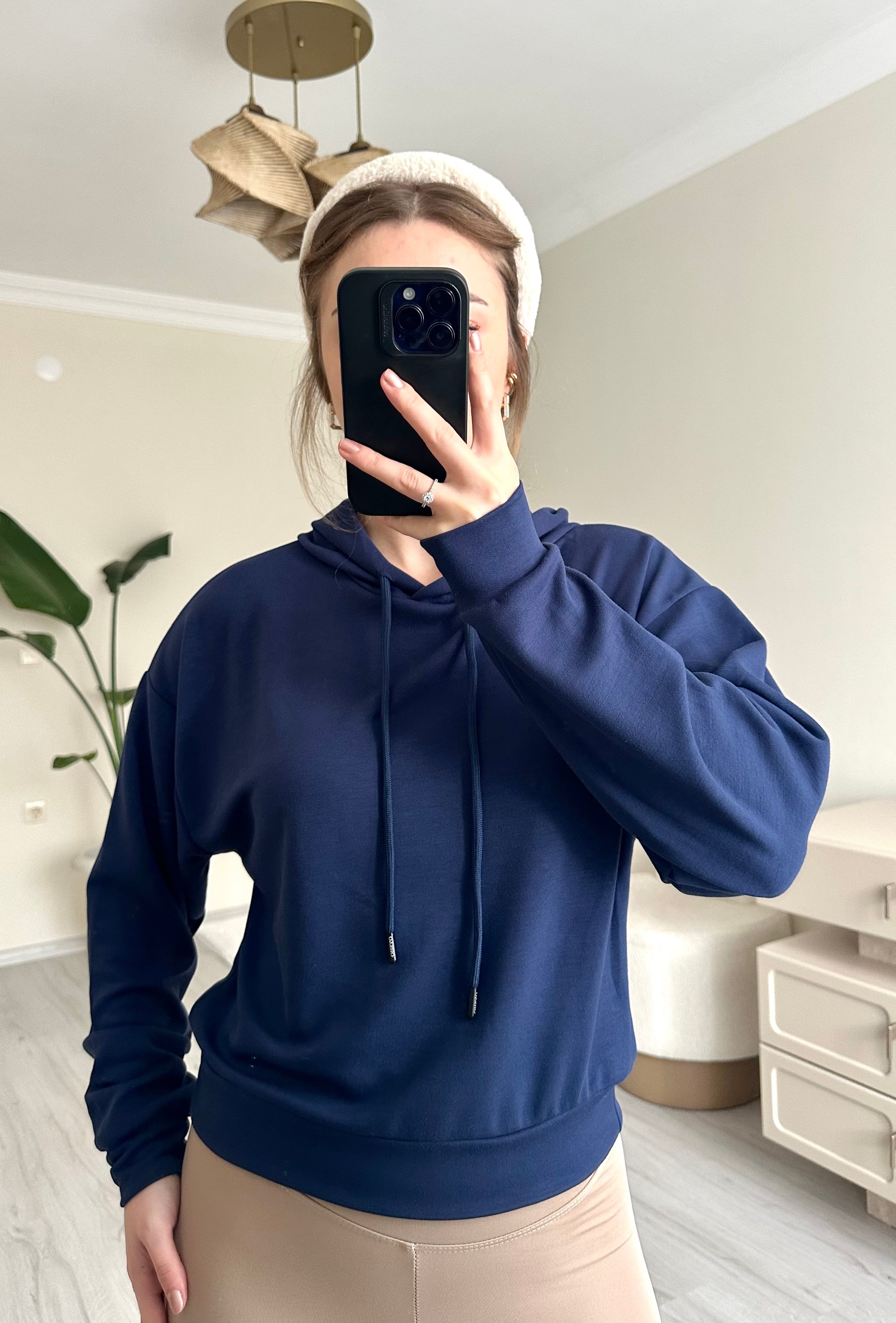 Kapşonlu Modal Kumaş Sweat
