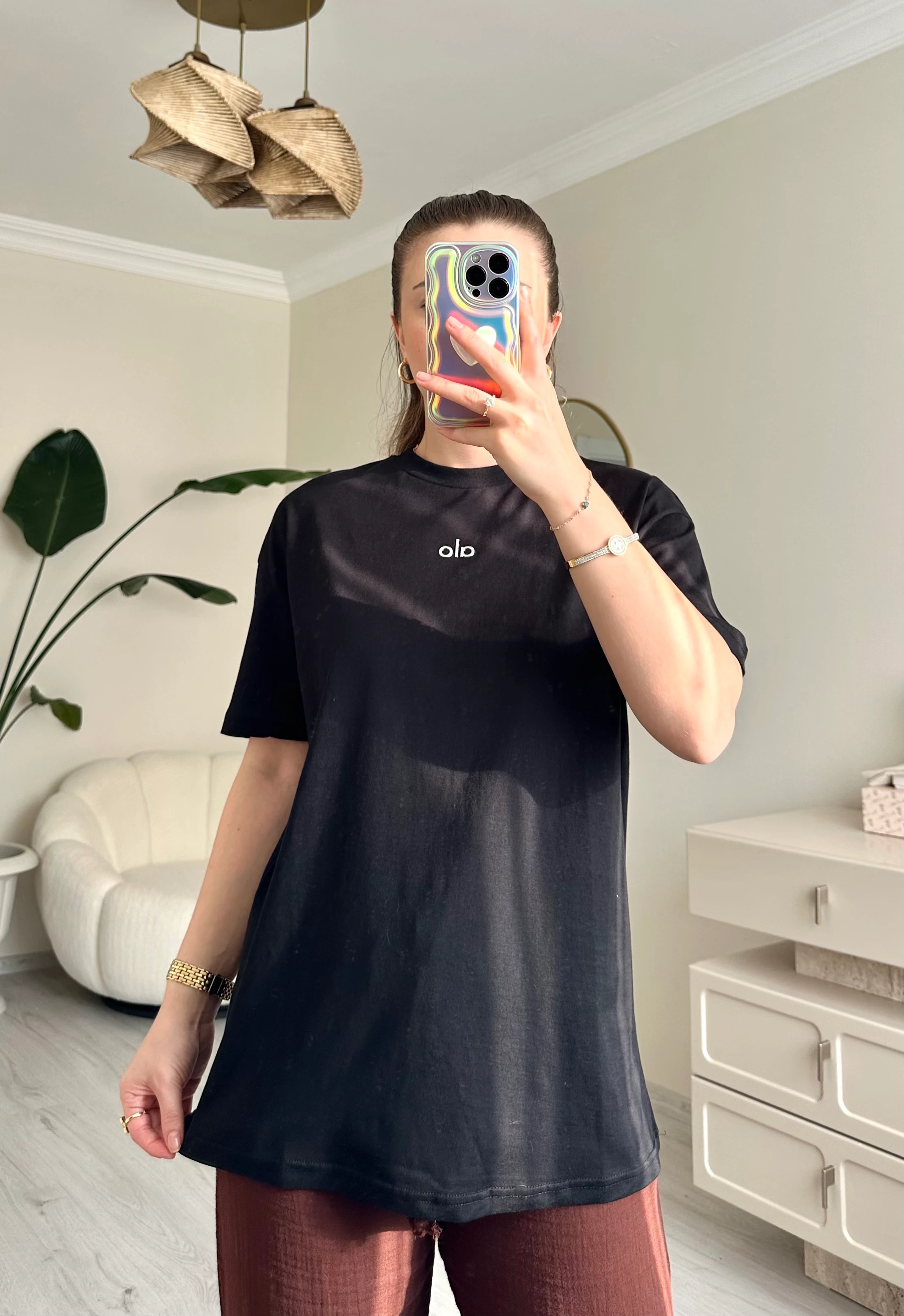 Marka Yazılı Oversize Tişört