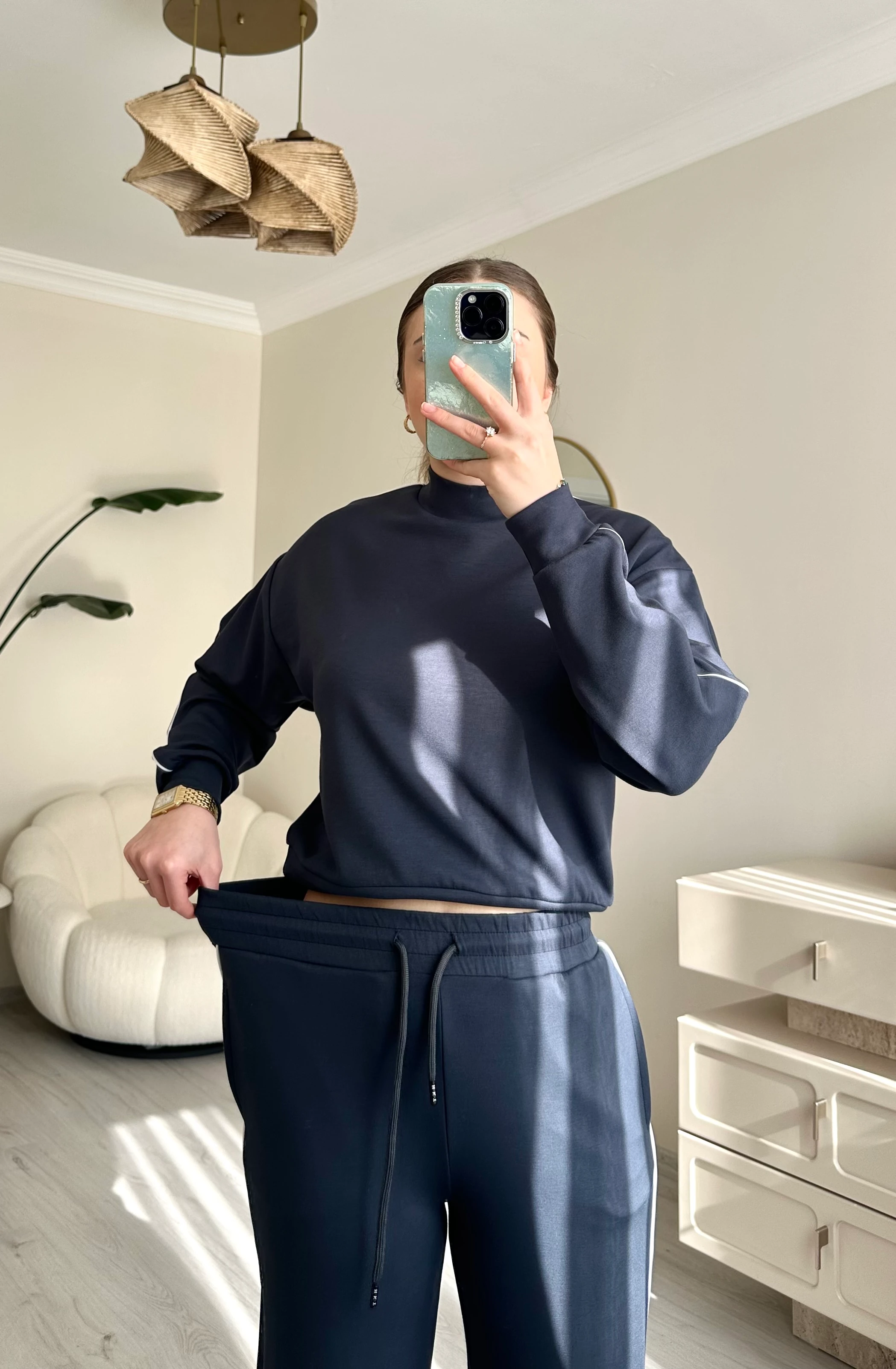 Balıkçı Yaka Çizgi Detay Modal Takım