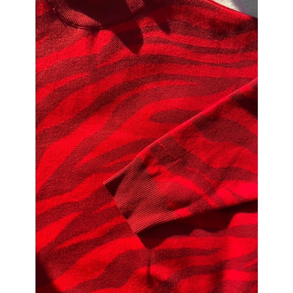 Kırmızı Zebra Desen Kazak