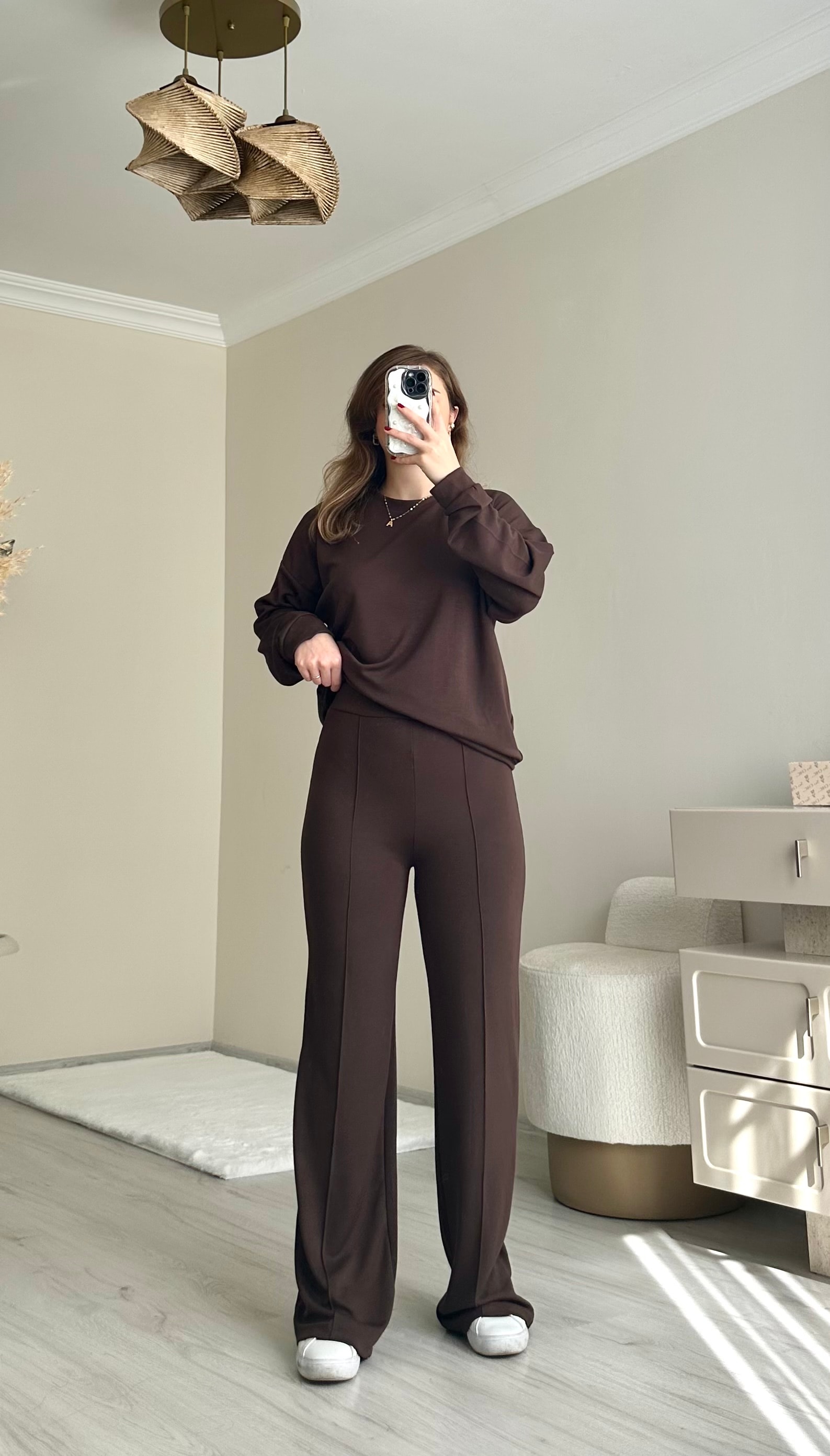 Oys Modal Kumaş Oversize Takım - Acı Kahve
