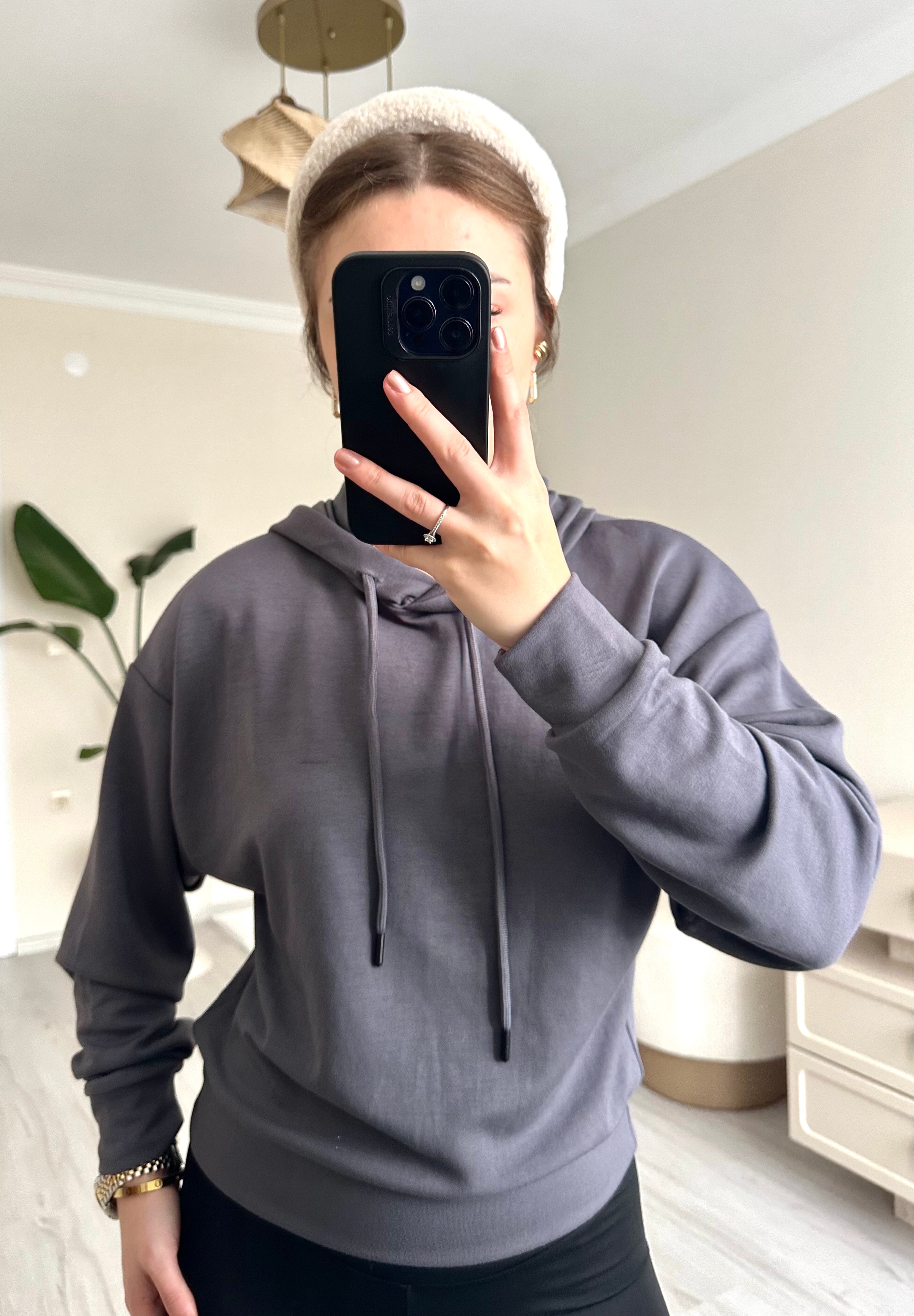 Kapşonlu Modal Kumaş Sweat