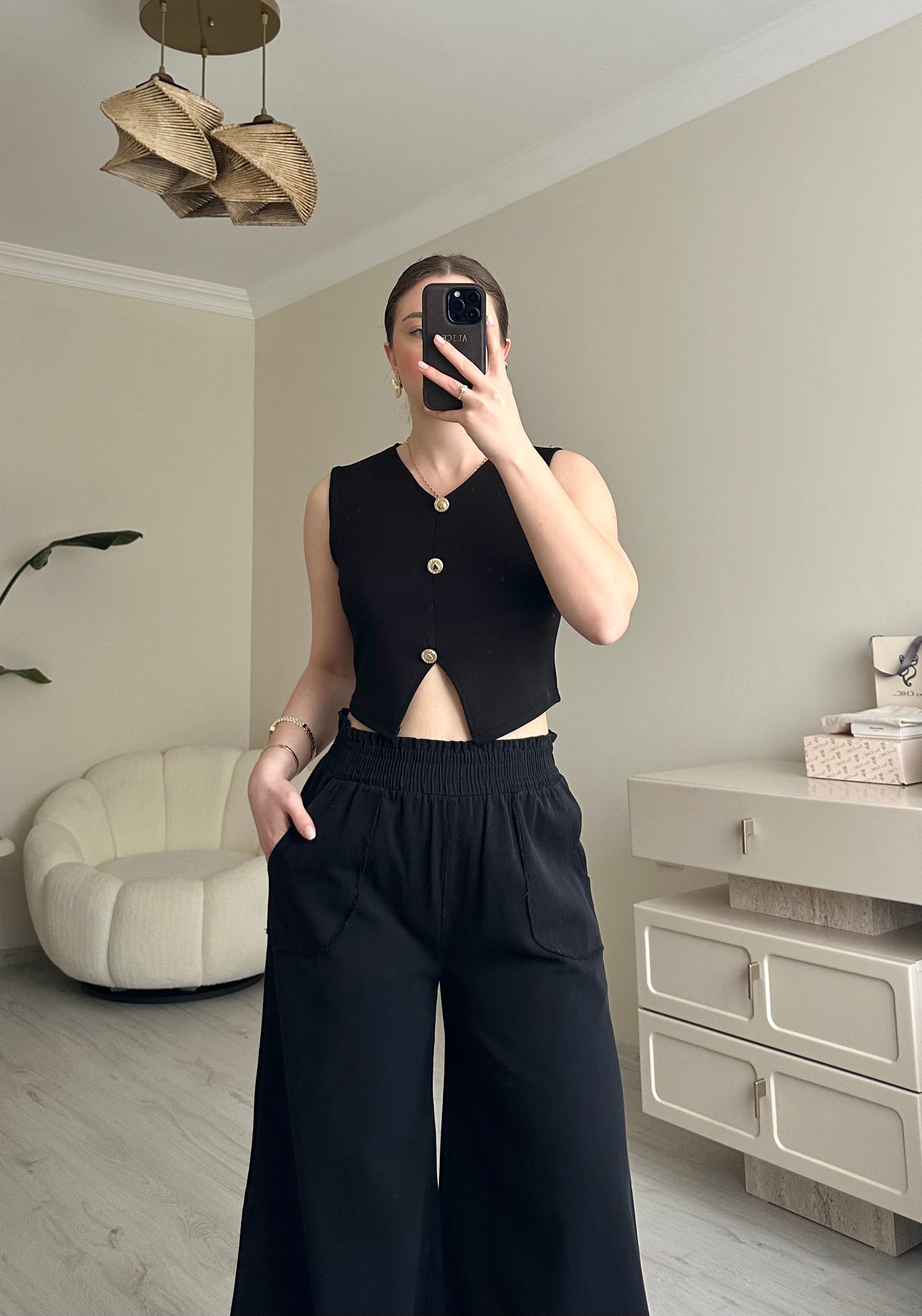 Gabardin Maxi Bol Paça Pantolon