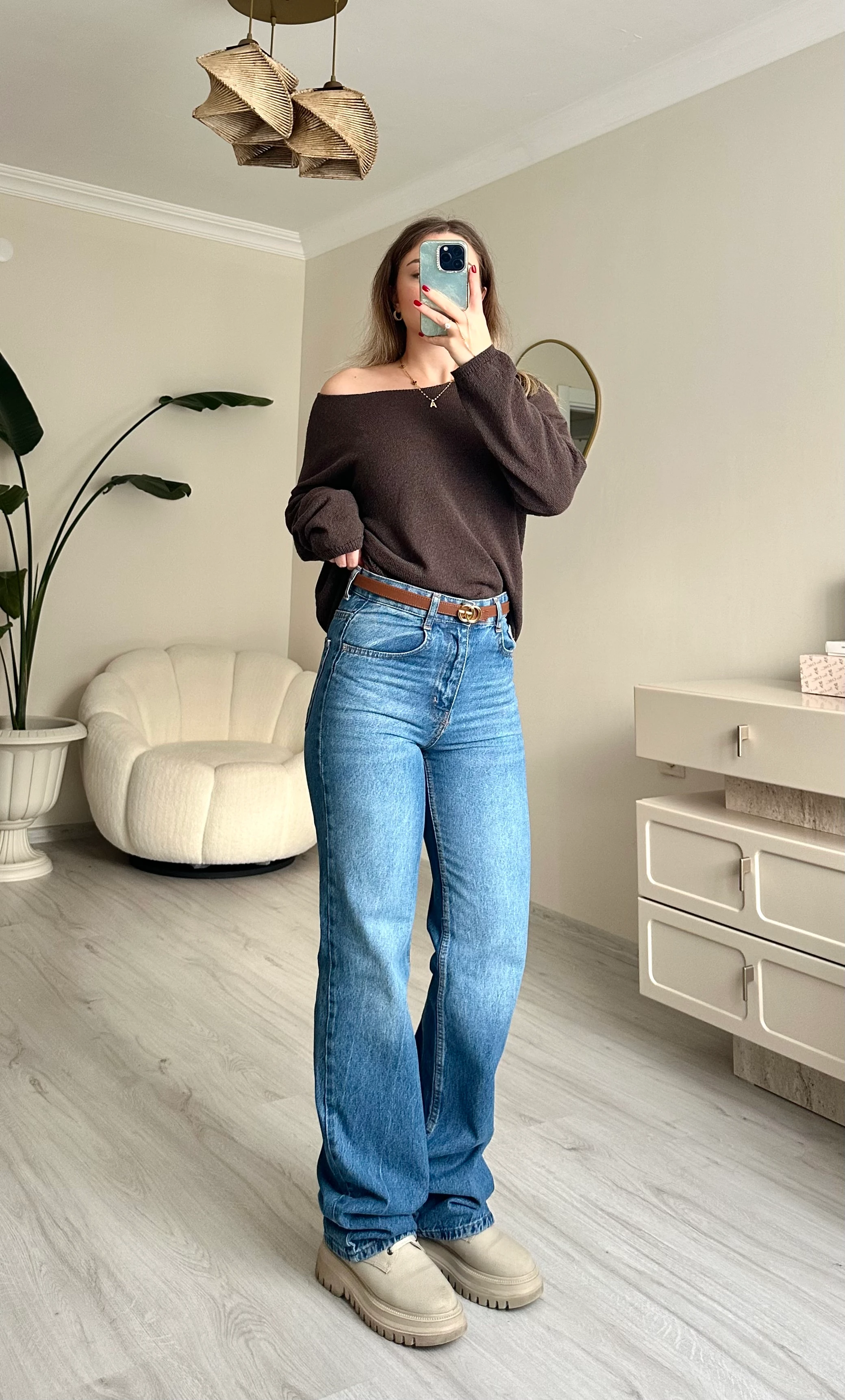 Wide Leg Mavi Yıkamalı Jean