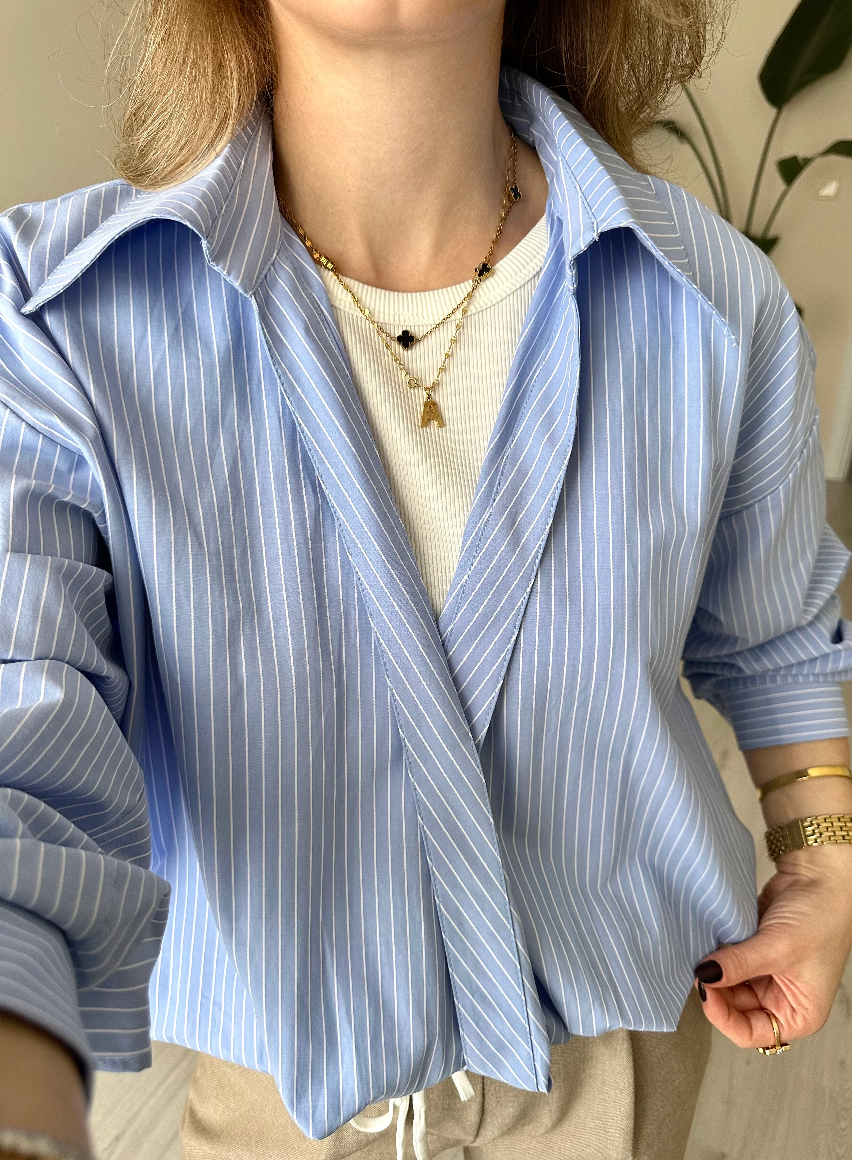 Çizgili Balon Detay Atletli Gömlek