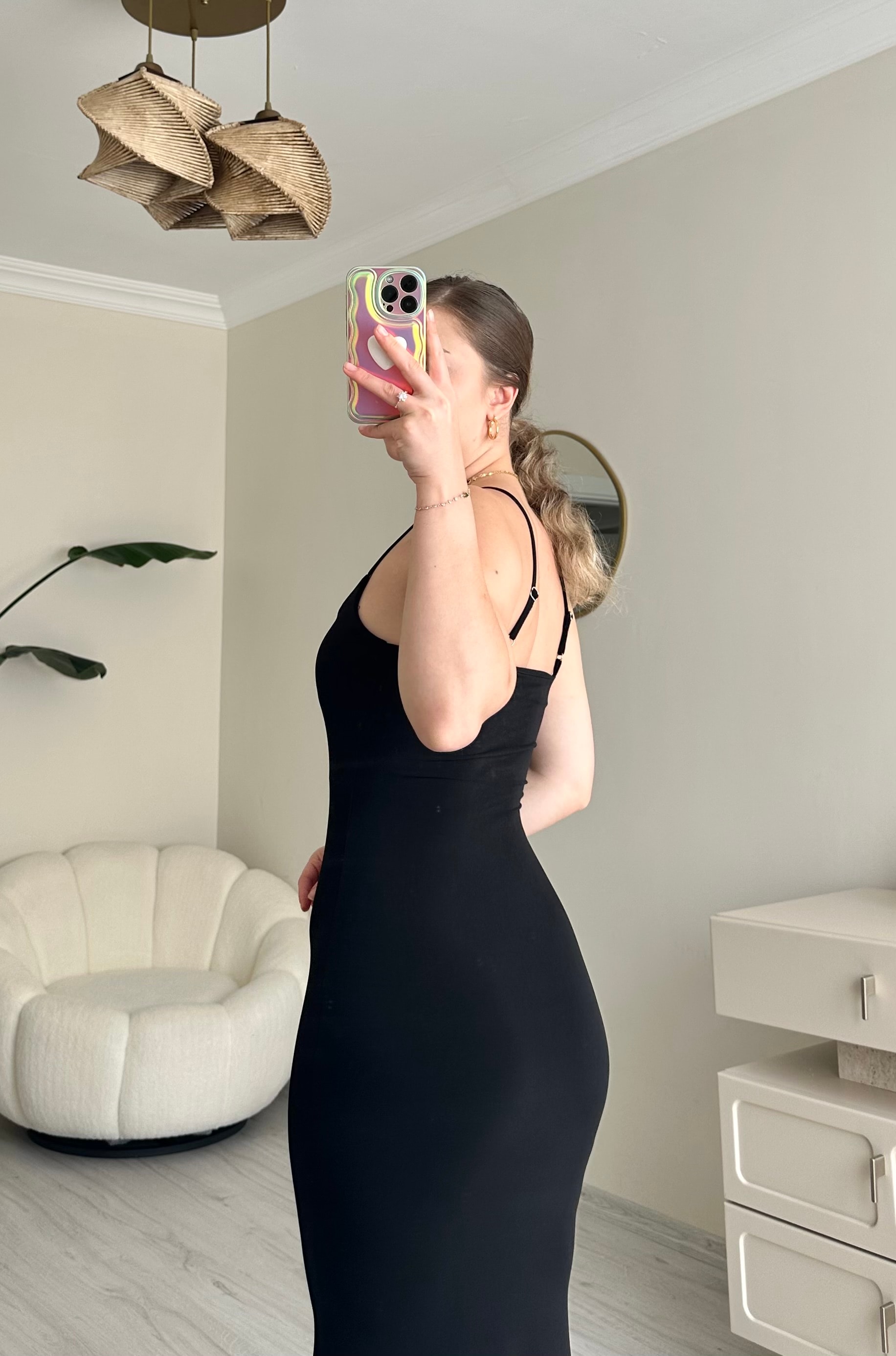 İp Askılı Likralı Maxi Boy Elbise