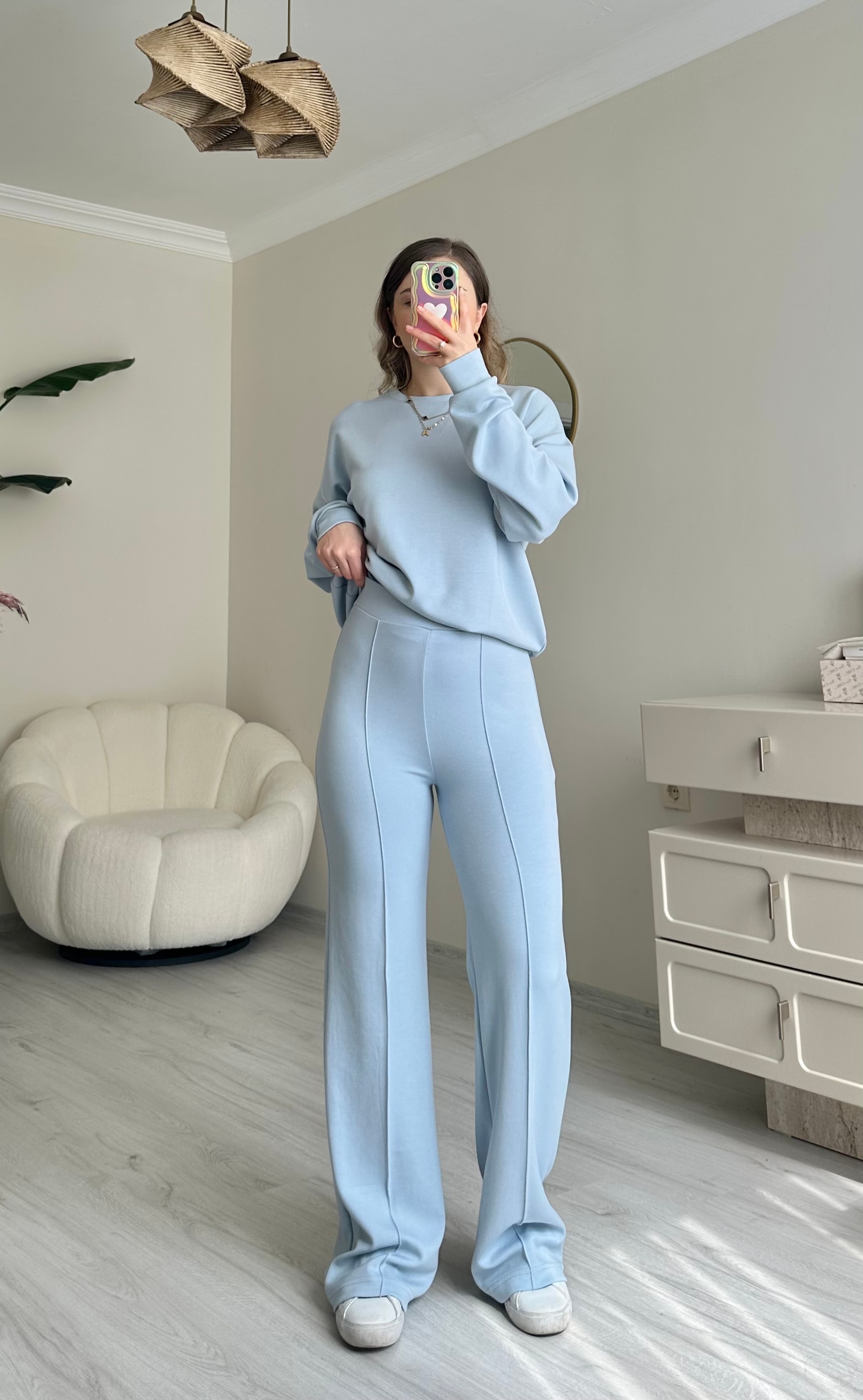 Oys Modal Kumaş Oversize Takım - Bebek Mavisi