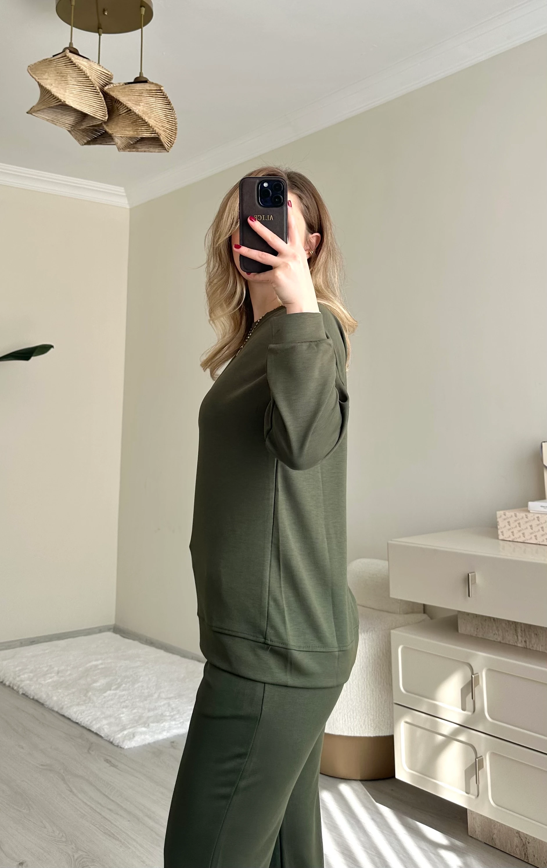 Modal Kumaş Oversize Haki Sweat